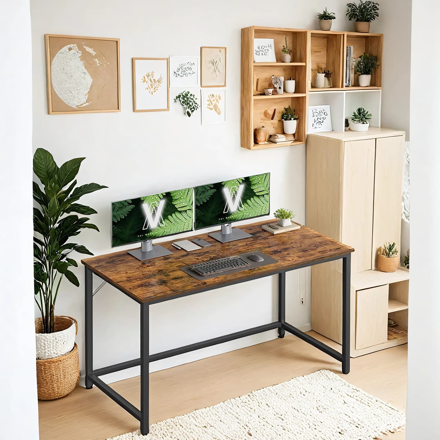 Writing Desk - Metal - Rustic Brown and Black