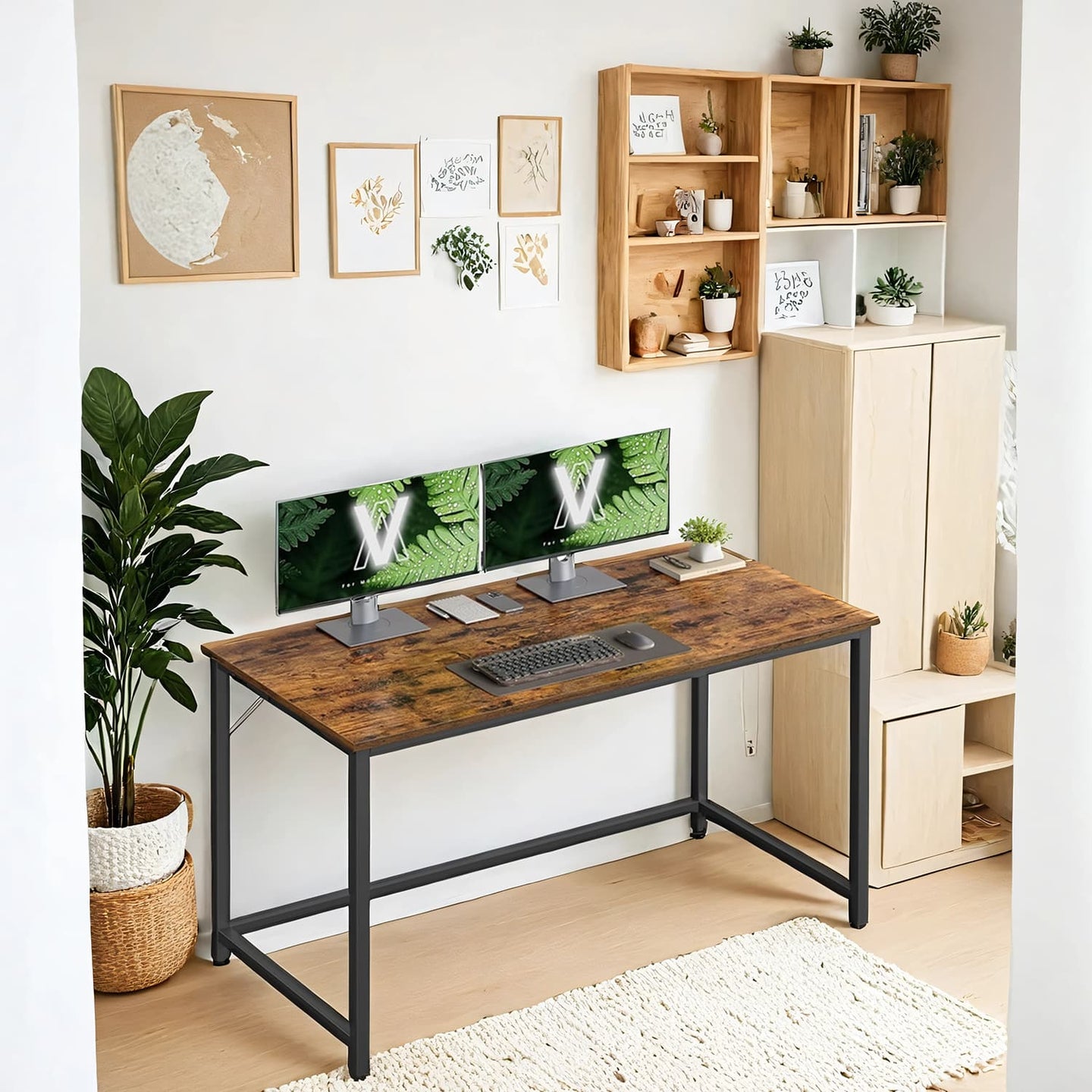 Writing Desk - Metal - Rustic Brown and Black