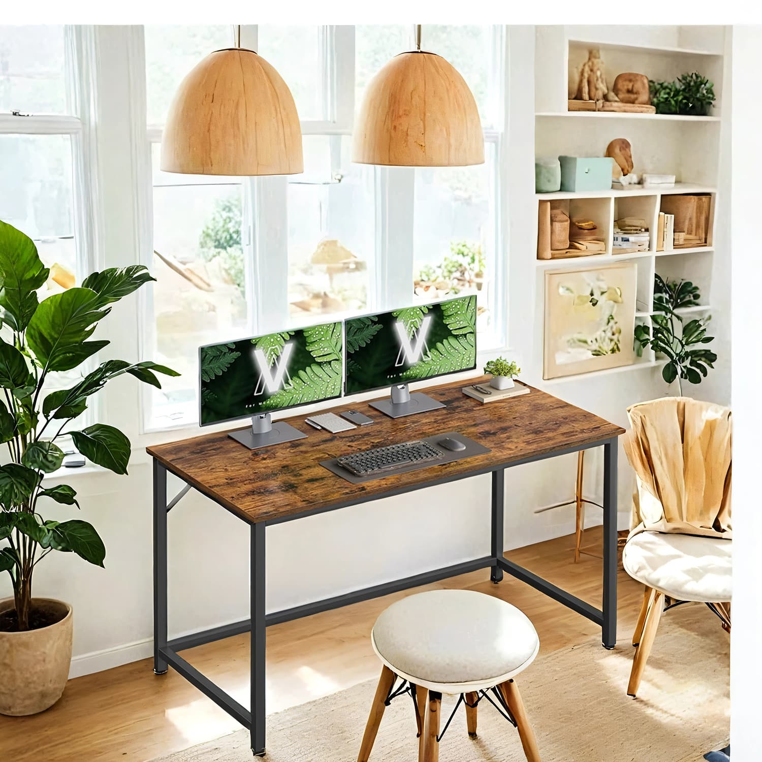 Writing Desk - Metal - Rustic Brown and Black
