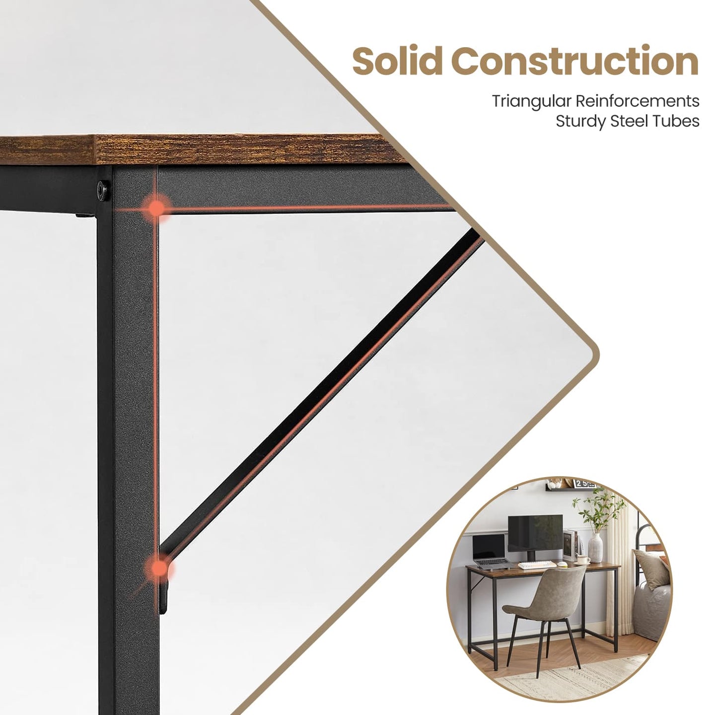 Writing Desk - Metal - Rustic Brown and Black