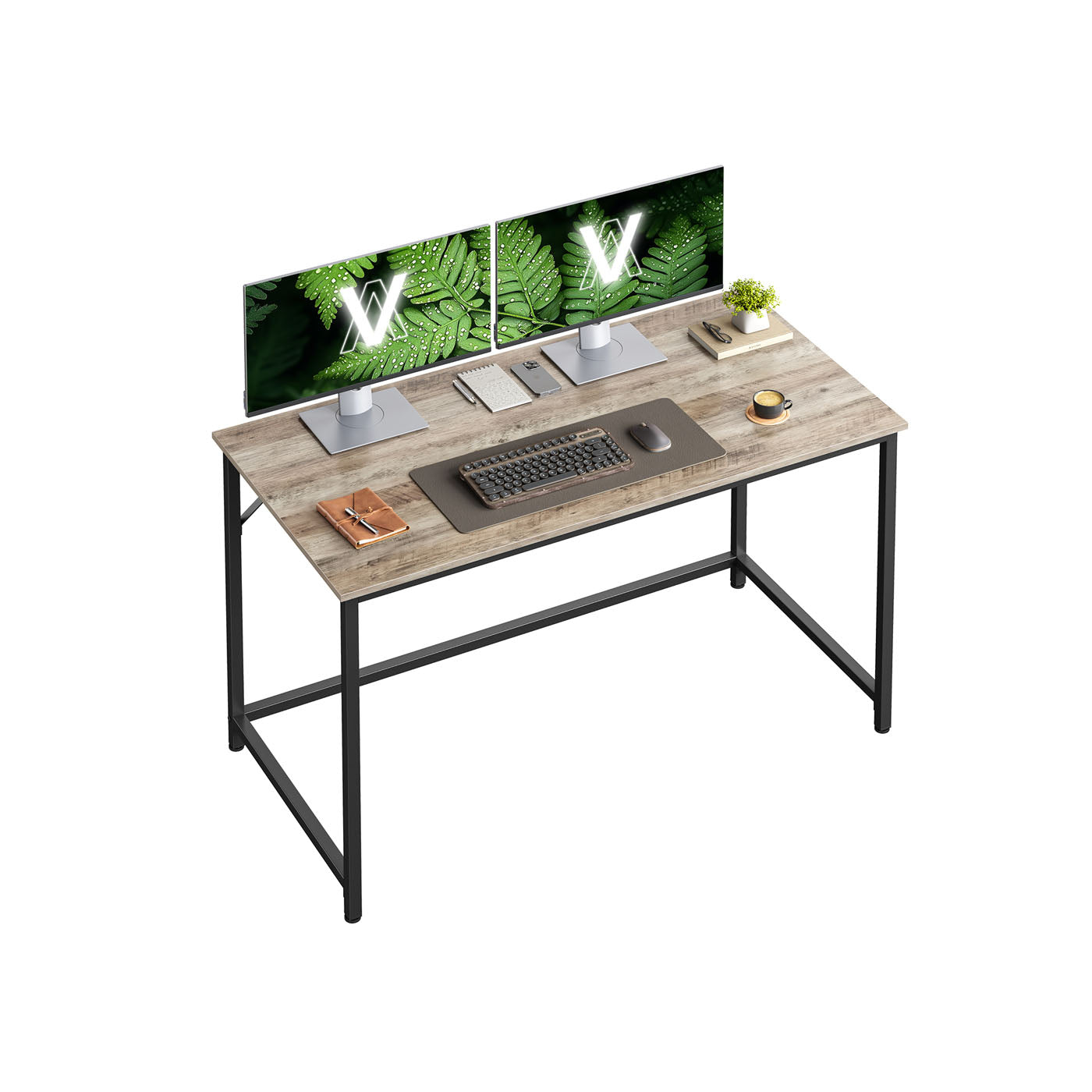 Small Office Desk - Metal - Rustic Brown