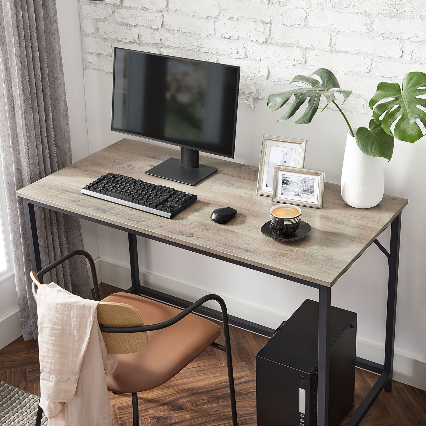 Small Office Desk - Metal - Rustic Brown