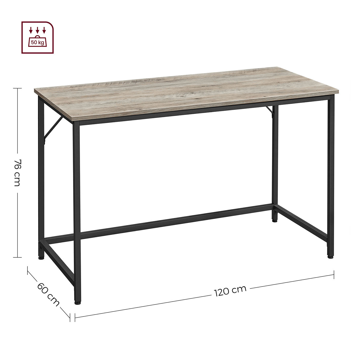 Small Office Desk - Metal - Rustic Brown