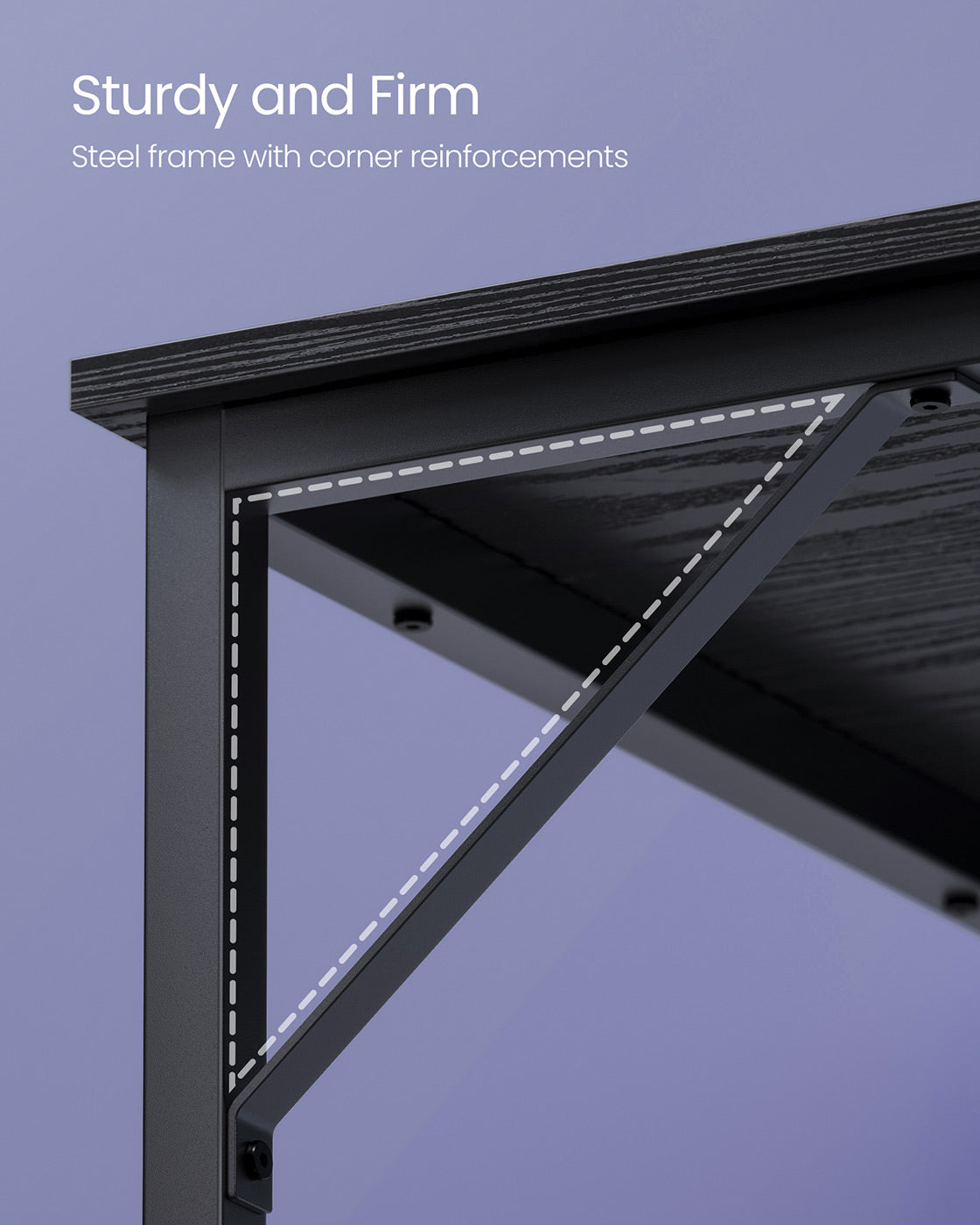 Computer Desk - Metal - Black with Wood Grain