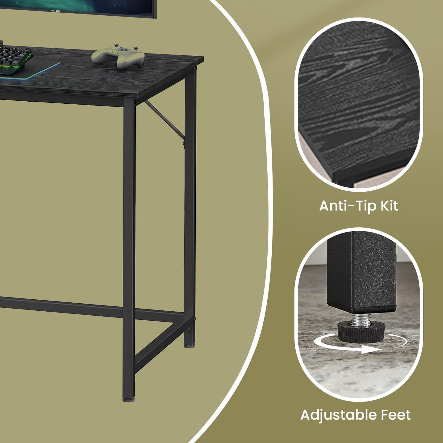 Computer Desk - Metal - Rustic Brown