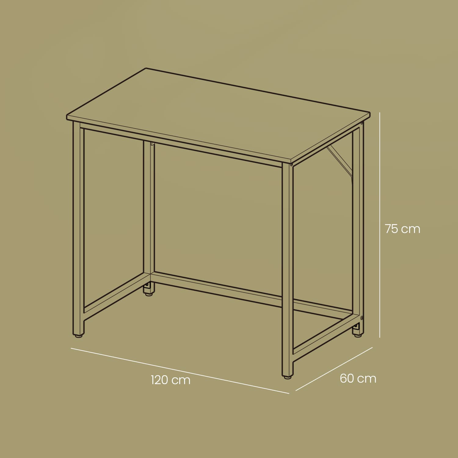 Computer Desk - Metal - Rustic Brown