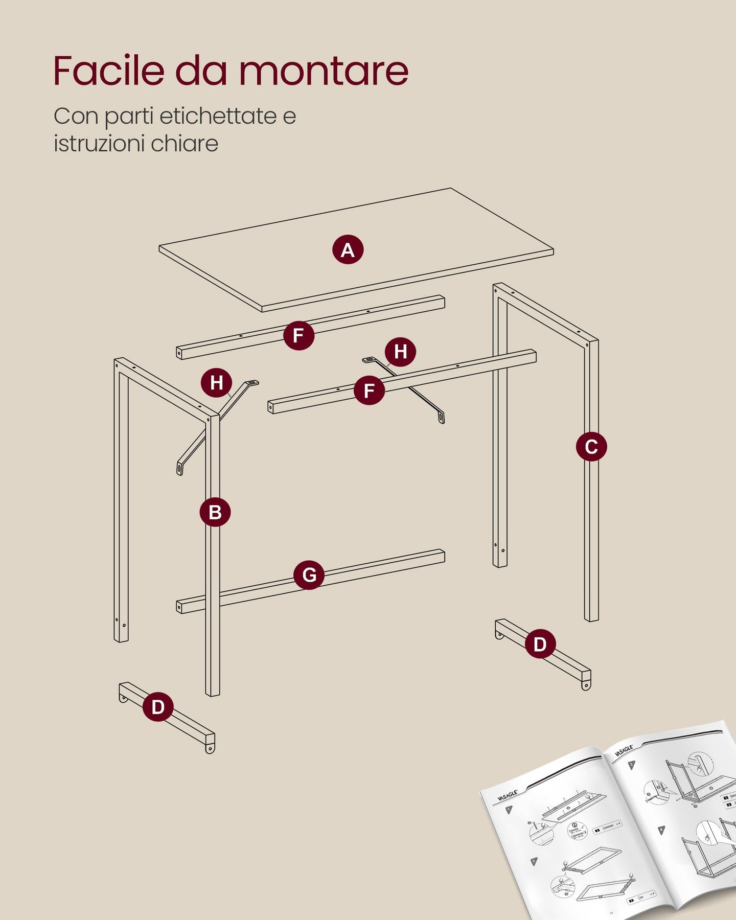 Small Office Desk - Metal - Natural Oak