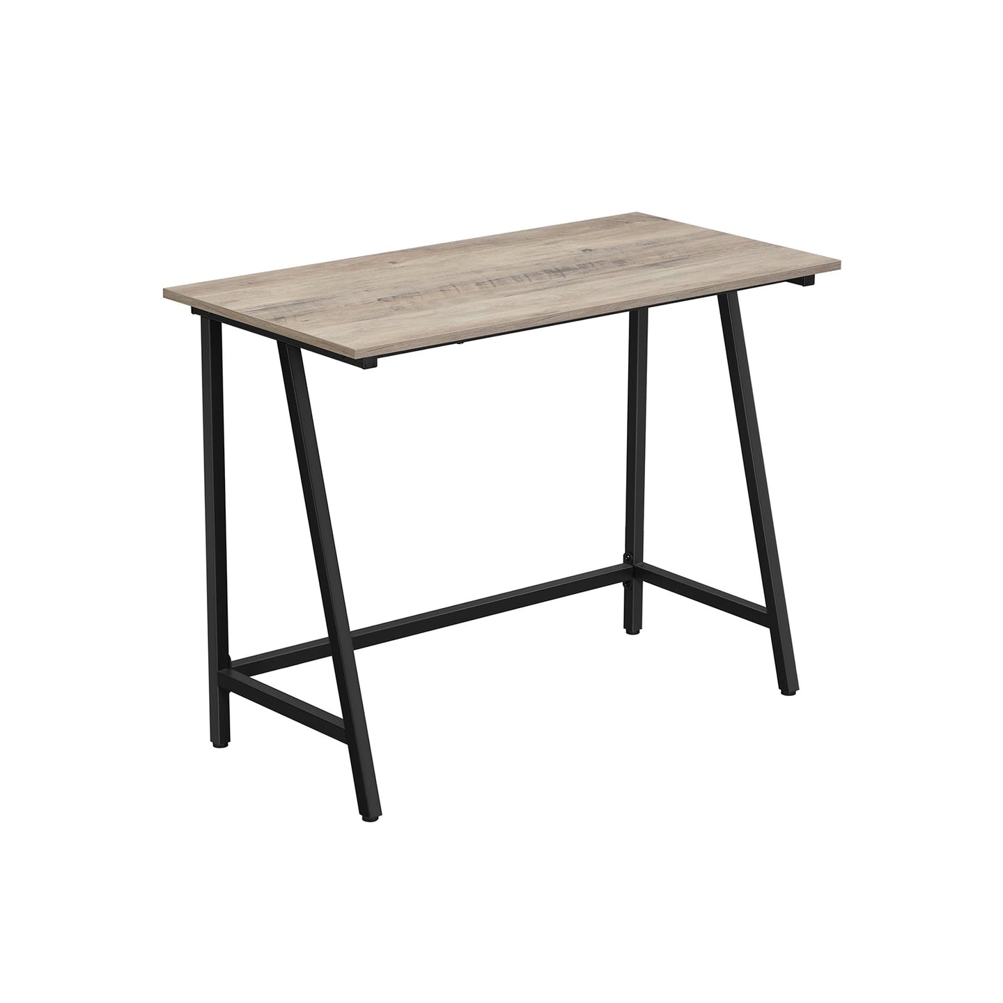 Computer Desk - Steel Frame - Greige and Black - Rustic Top