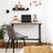Computer Desk - Steel Frame - Greige and Black - Rustic Top