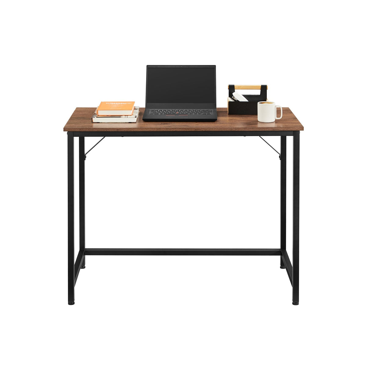 Computer Desk - 100 x 50 x 75 cm - Steel - Hazelnut Brown and Black