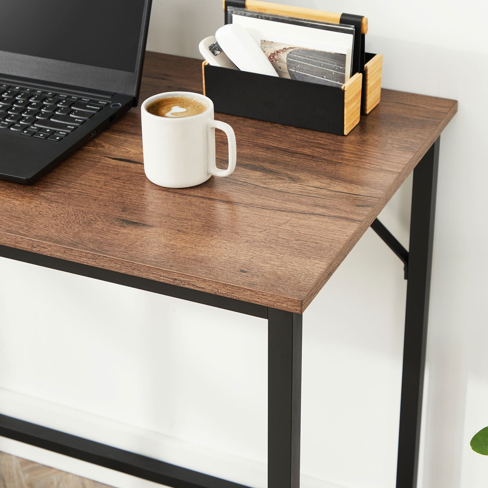 Computer Desk - 100 x 50 x 75 cm - Steel - Hazelnut Brown and Black