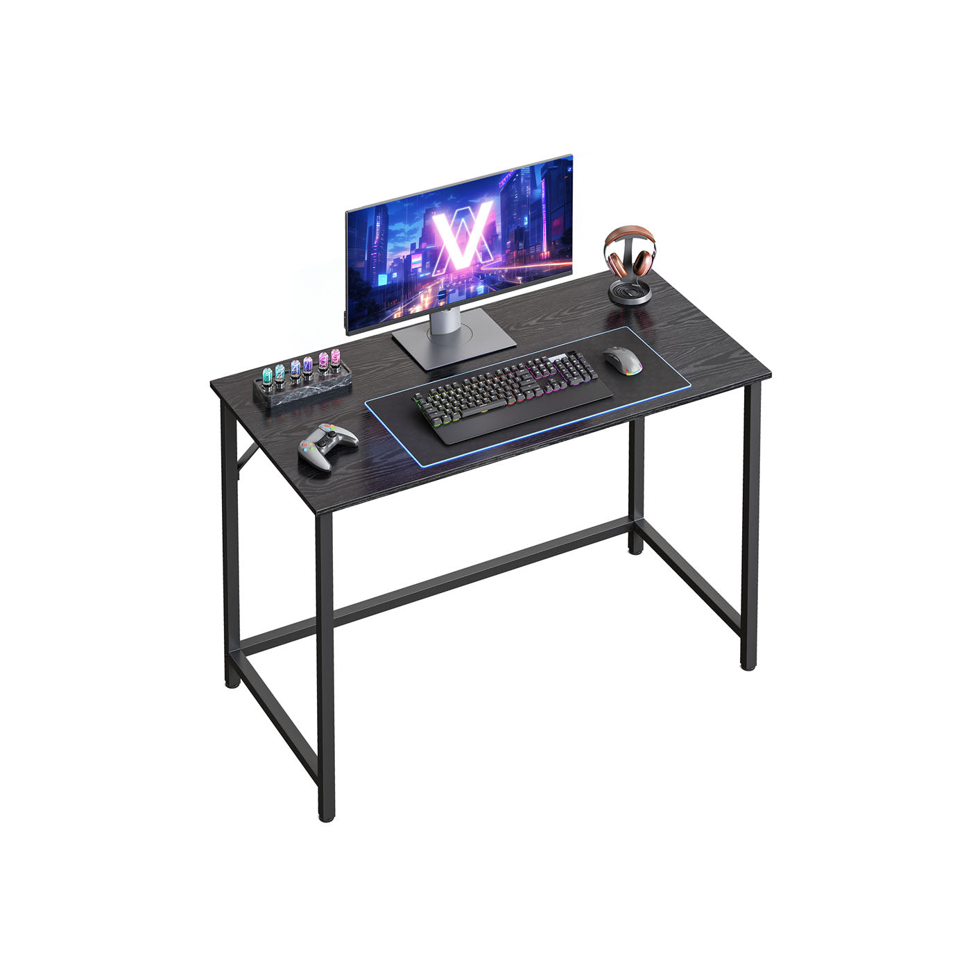 Computer Desk - Steel - Hazelnut Brown and Black - Lightweight Design
