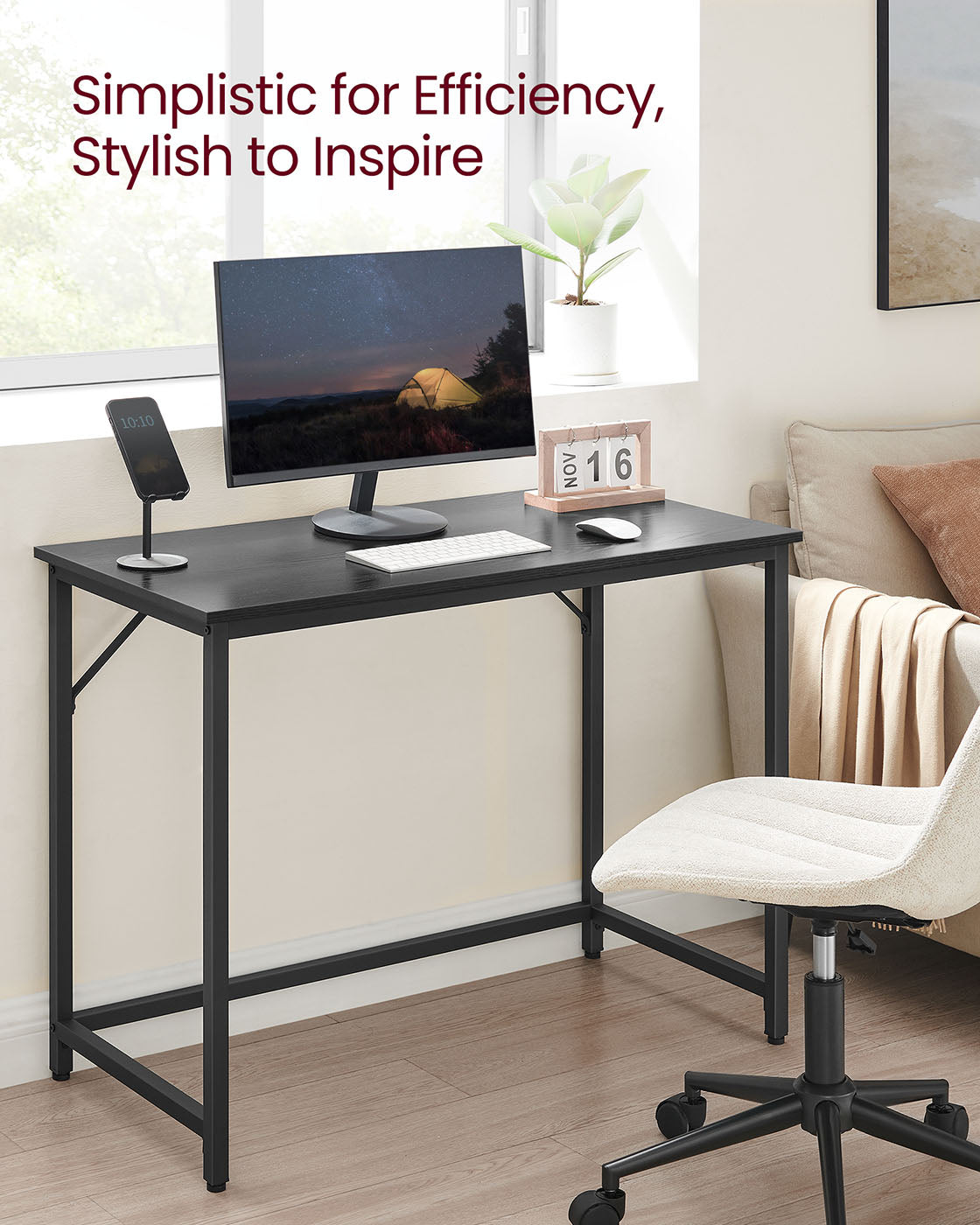Computer Desk - Steel - Hazelnut Brown and Black - Lightweight Design
