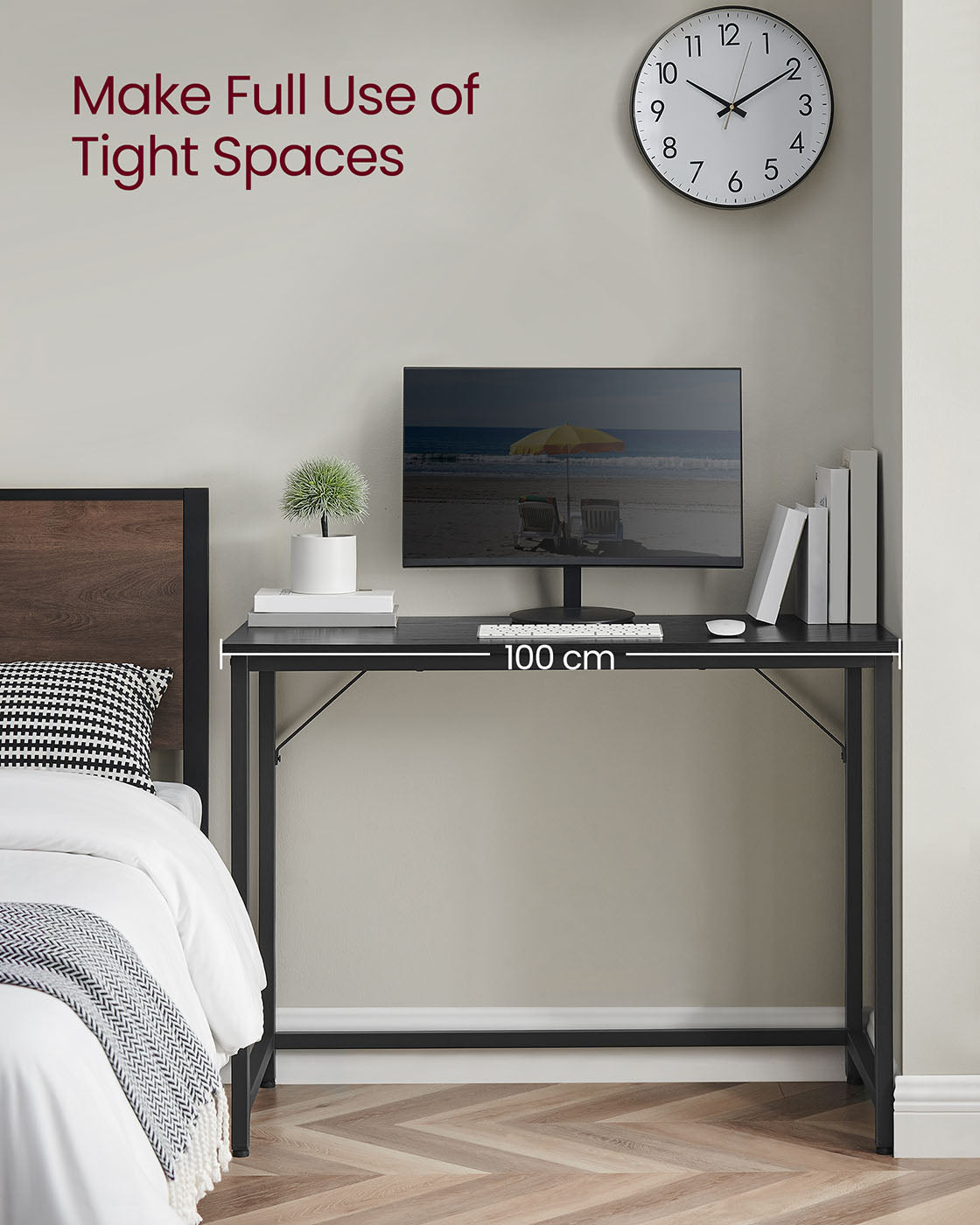 Computer Desk - Steel - Hazelnut Brown and Black - Lightweight Design