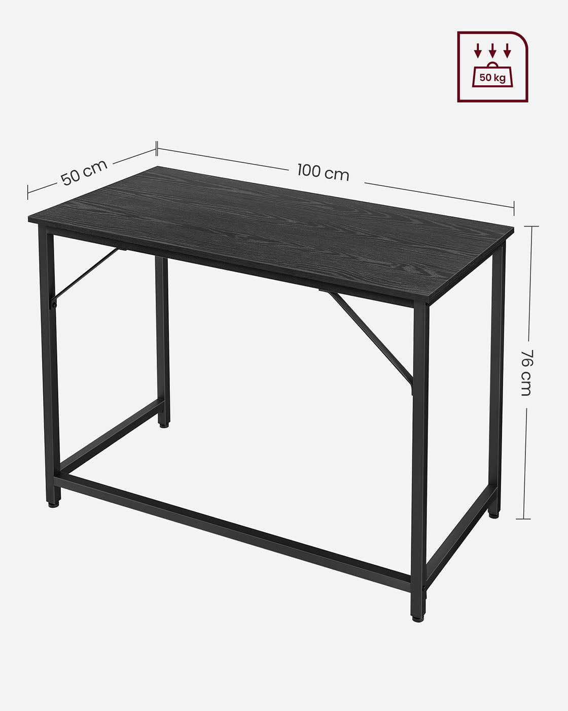 Computer Desk - Steel - Hazelnut Brown and Black - Lightweight Design