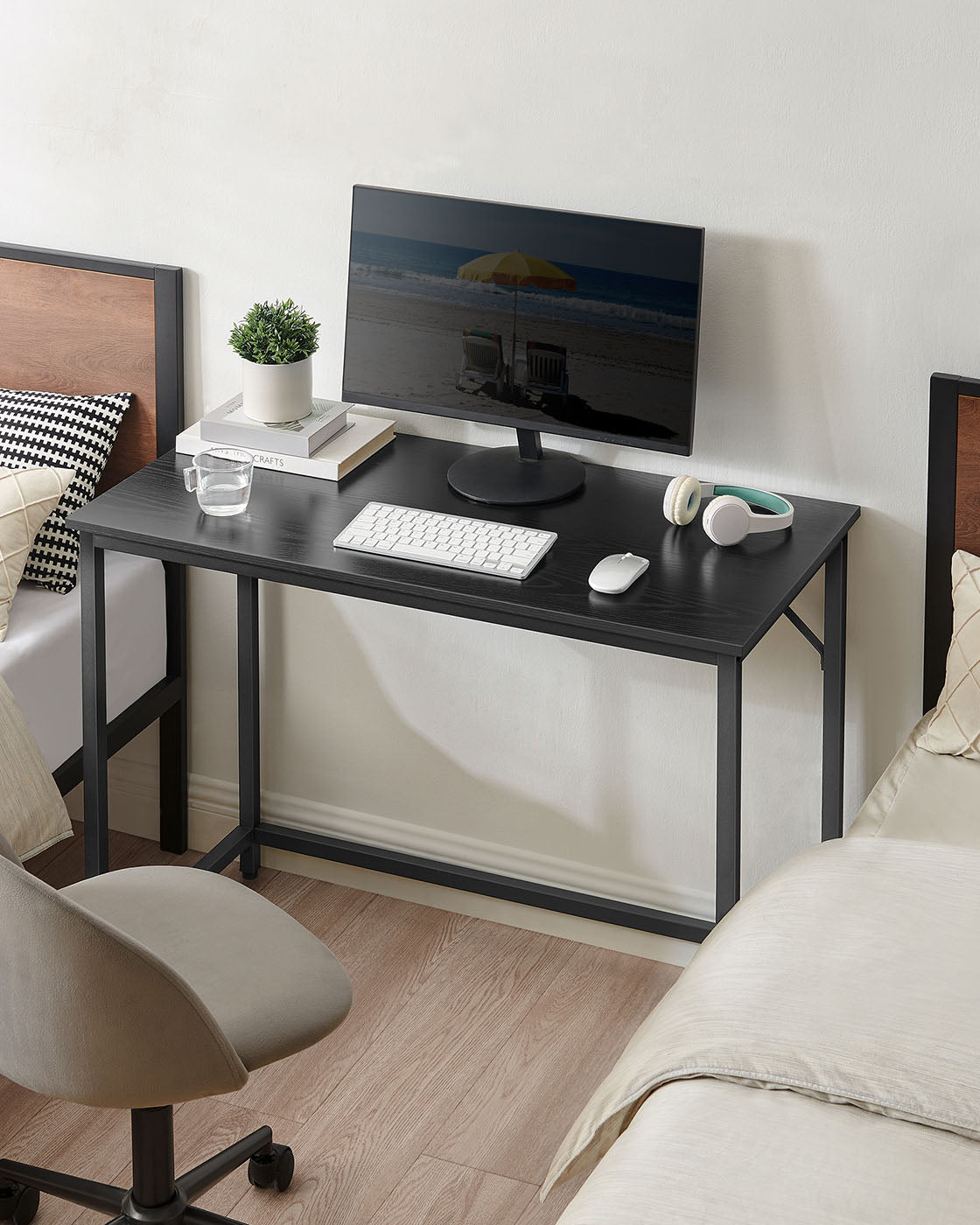 Computer Desk - Steel - Hazelnut Brown and Black - Lightweight Design