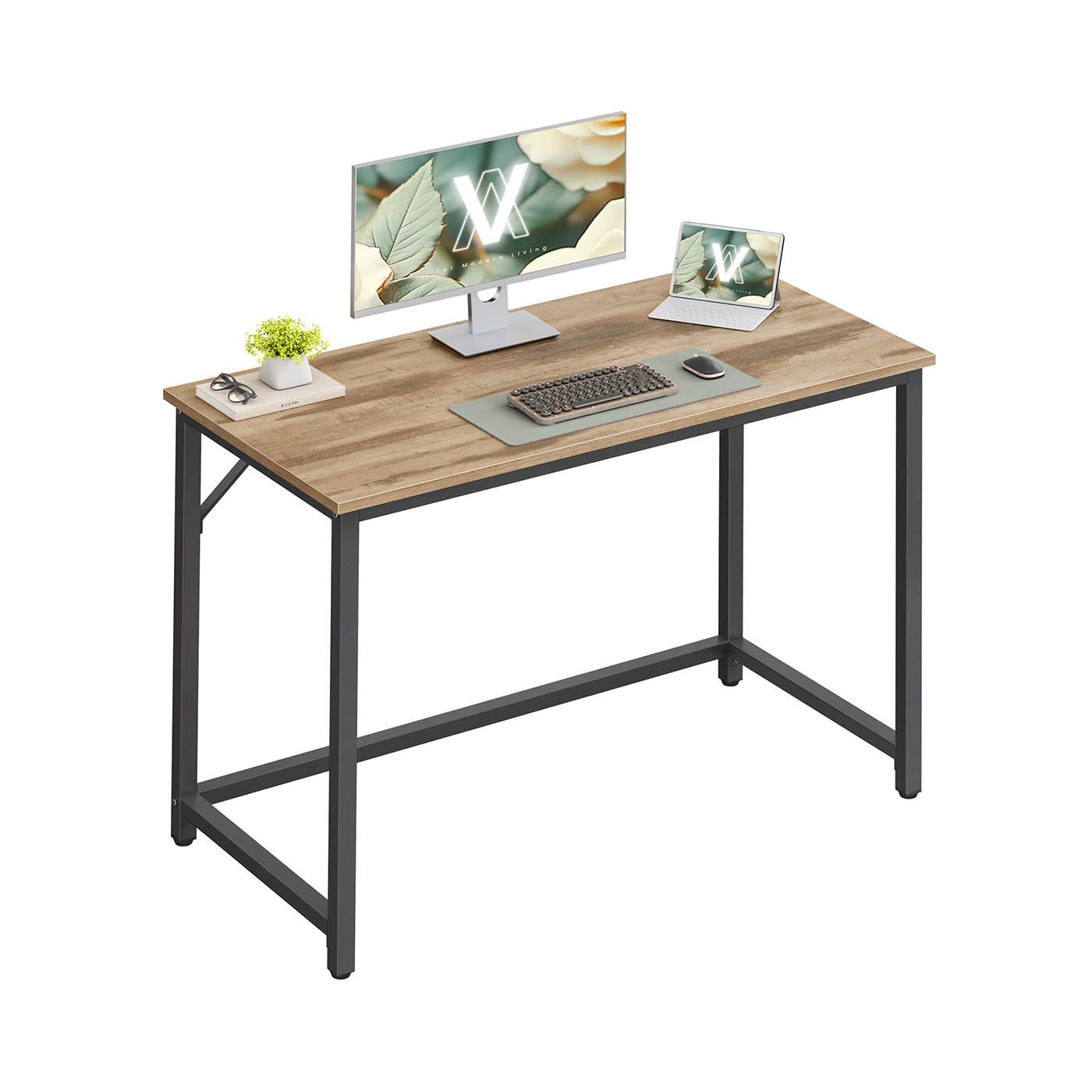 Computer Desk - Steel - Hazelnut Brown and Black