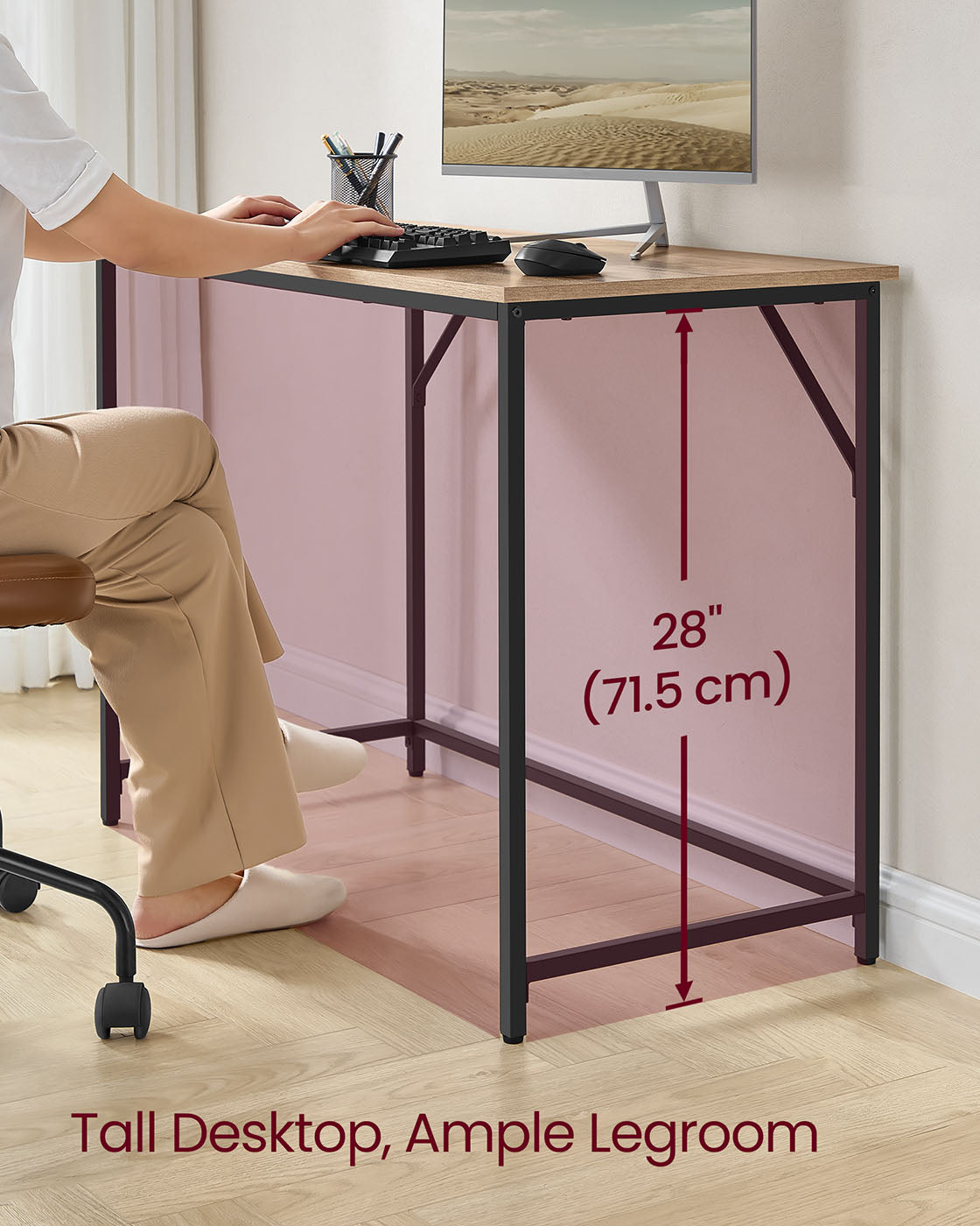 Computer Desk - Steel - Hazelnut Brown and Black