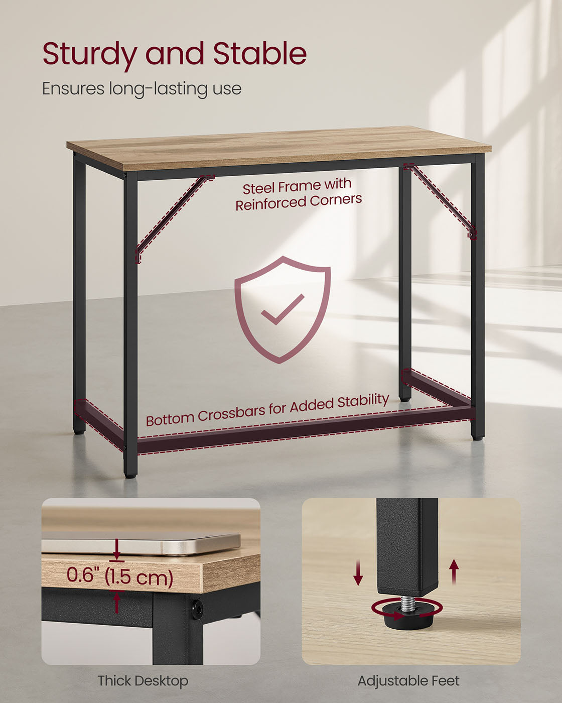 Computer Desk - Steel - Hazelnut Brown and Black