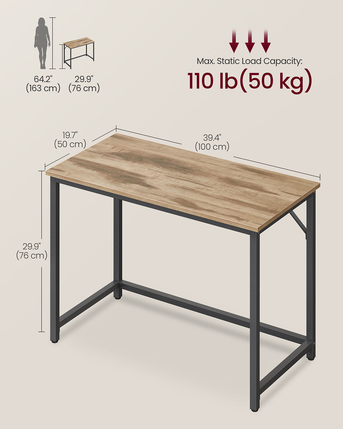 Computer Desk - Steel - Hazelnut Brown and Black