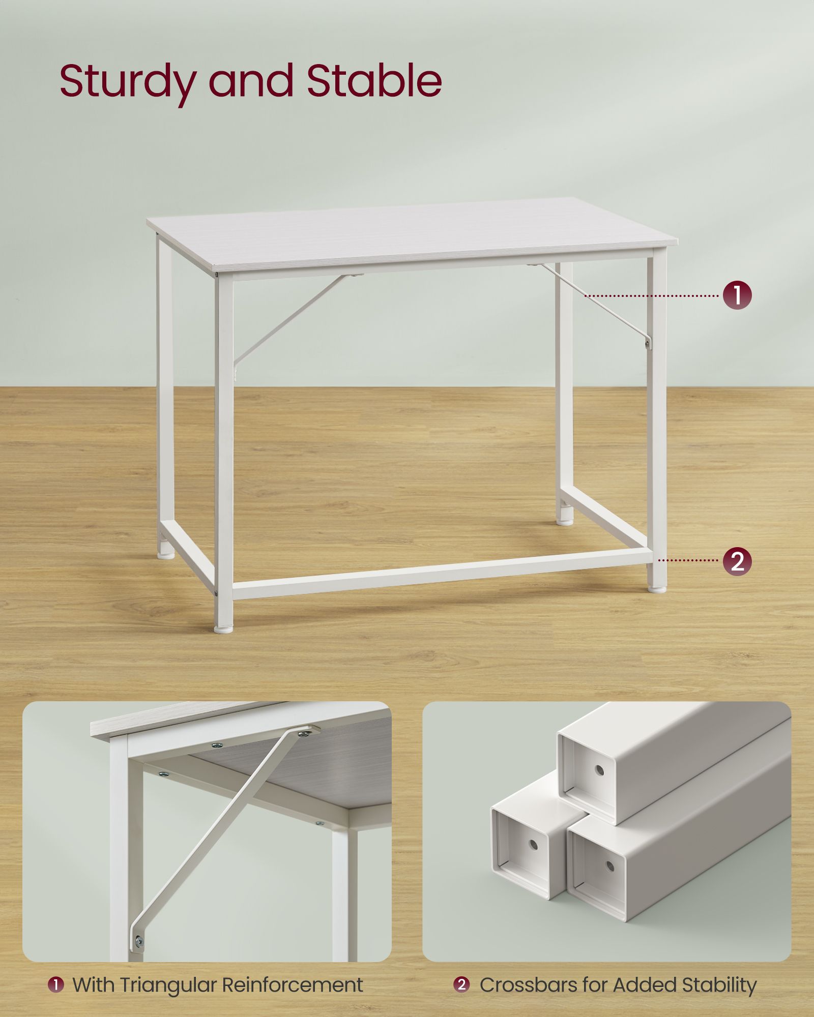 Small Office Desk - Steel - Hazelnut Brown and Black