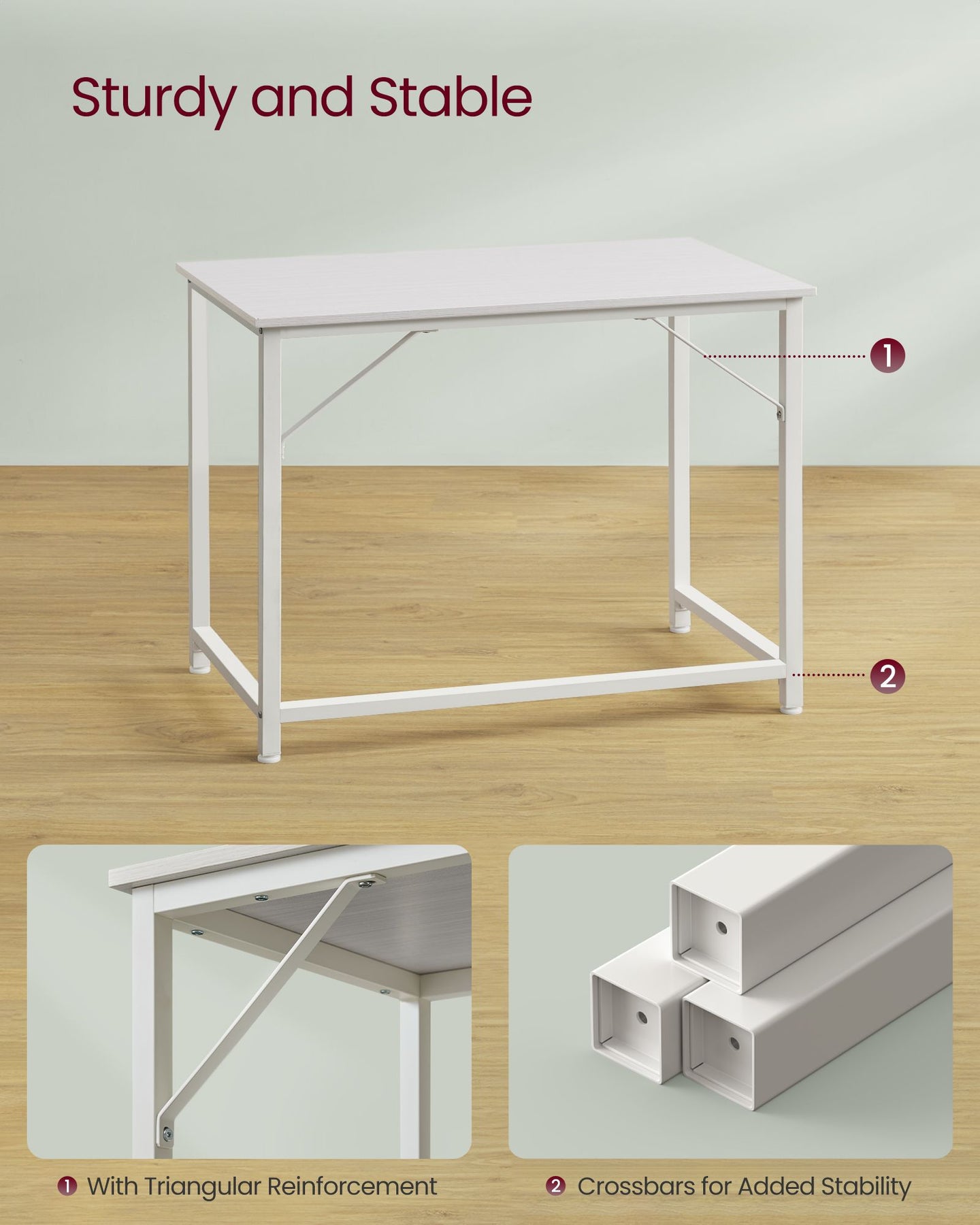 Small Office Desk - Steel - Hazelnut Brown and Black