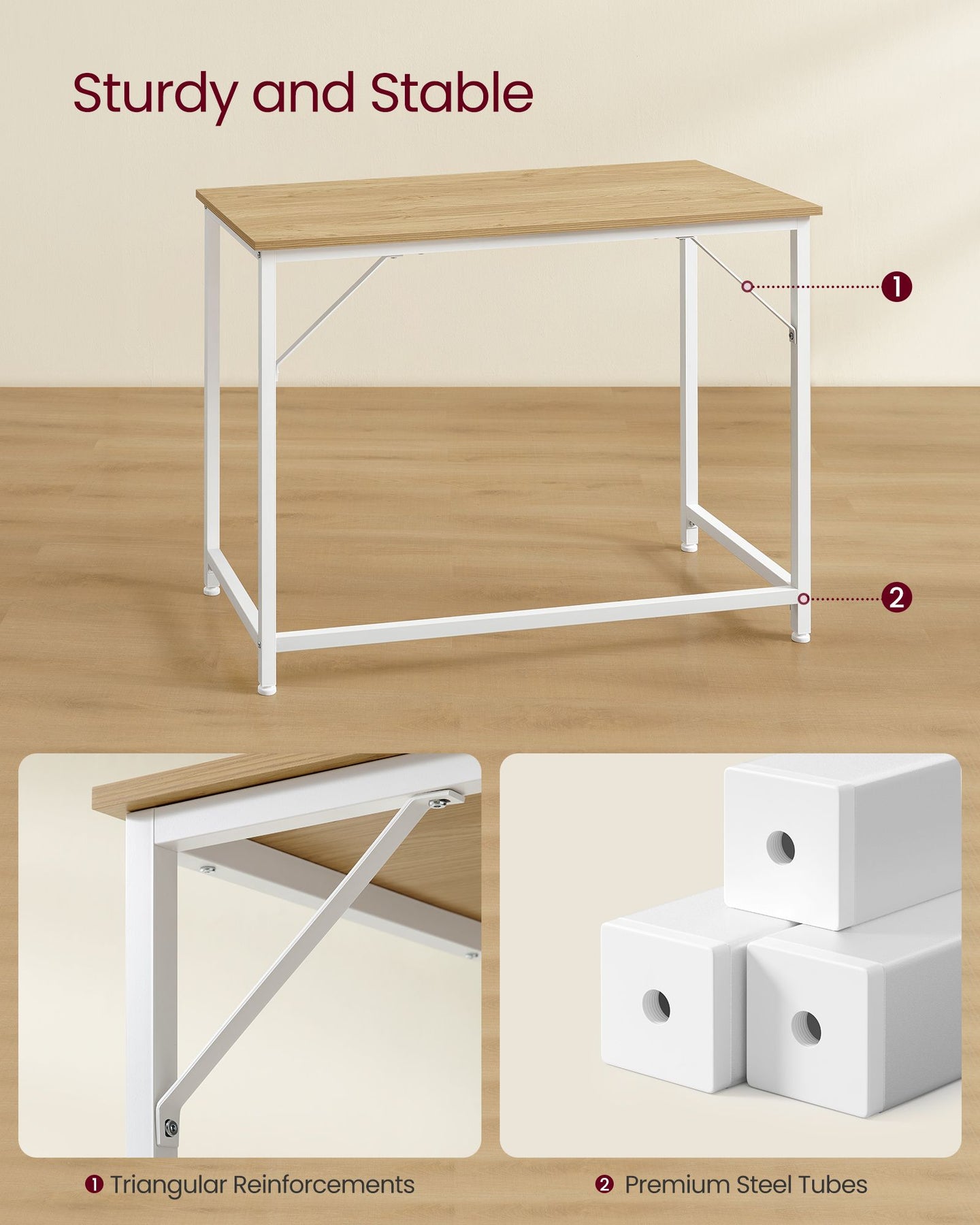 Computer Desk - Steel - Natural Oak