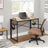 Folding Computer Desk - Wood - Honey Brown and Black