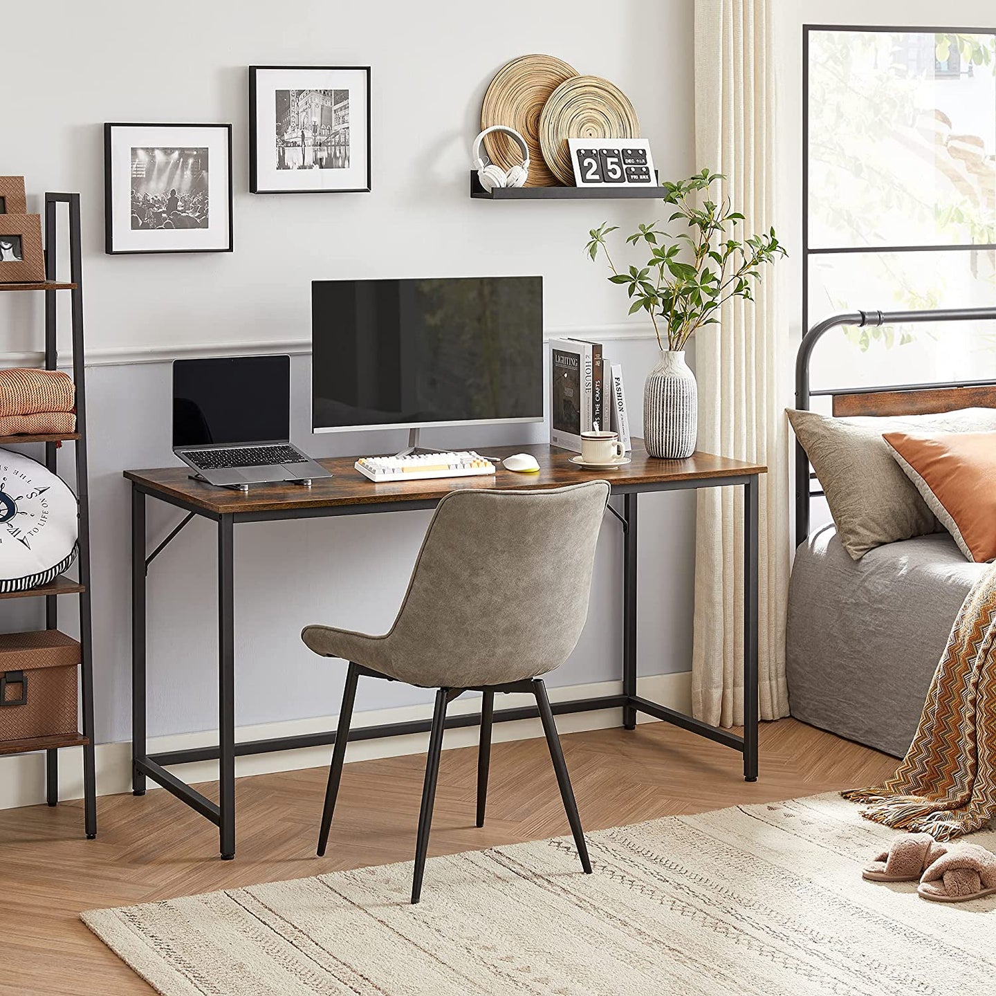 Writing Desk - Particleboard and Steel - Brown