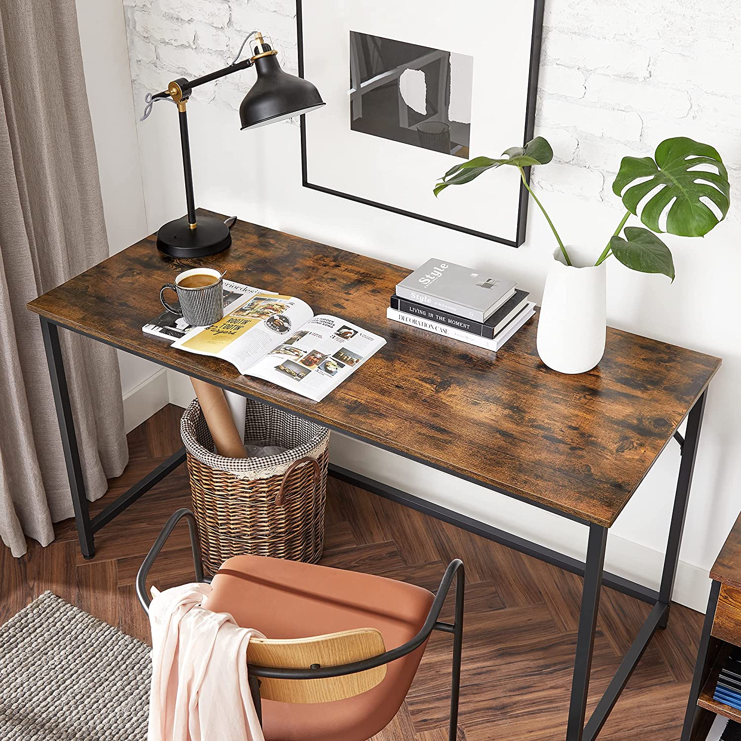 Writing Desk - Particleboard and Steel - Brown