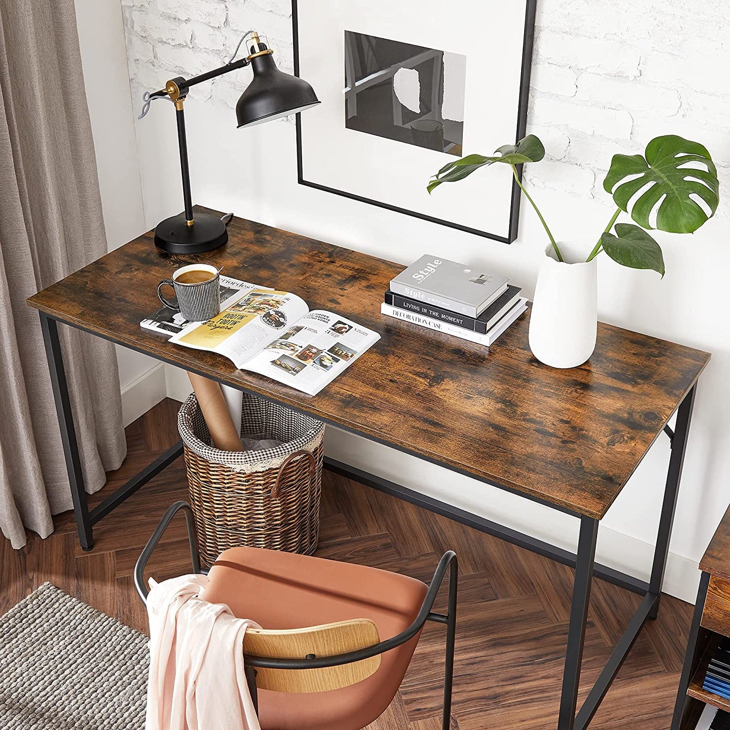 Writing Desk - Particleboard and Steel - Brown