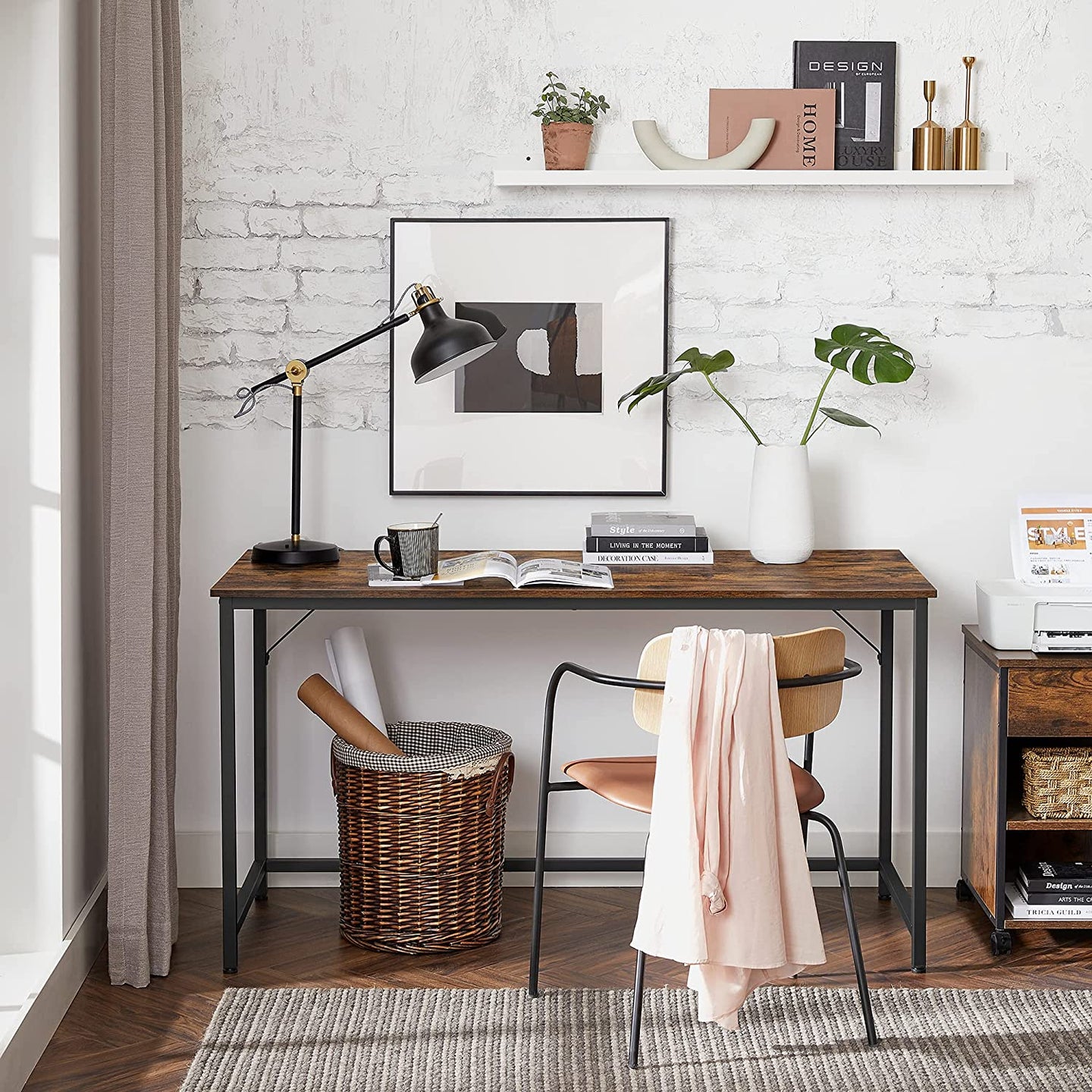 Writing Desk - Particleboard and Steel - Brown