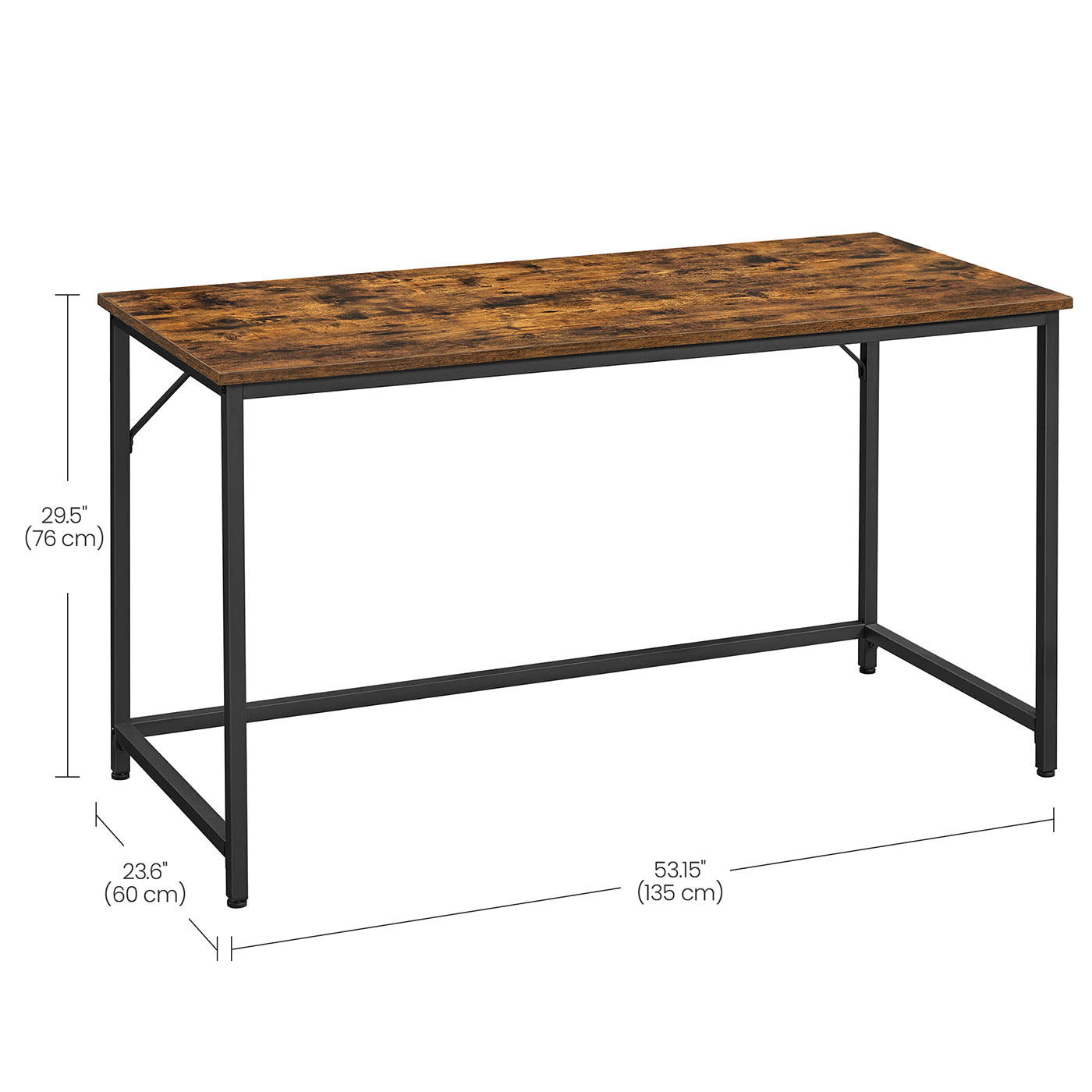Small Office Desk - Steel - Hazelnut Brown and Black