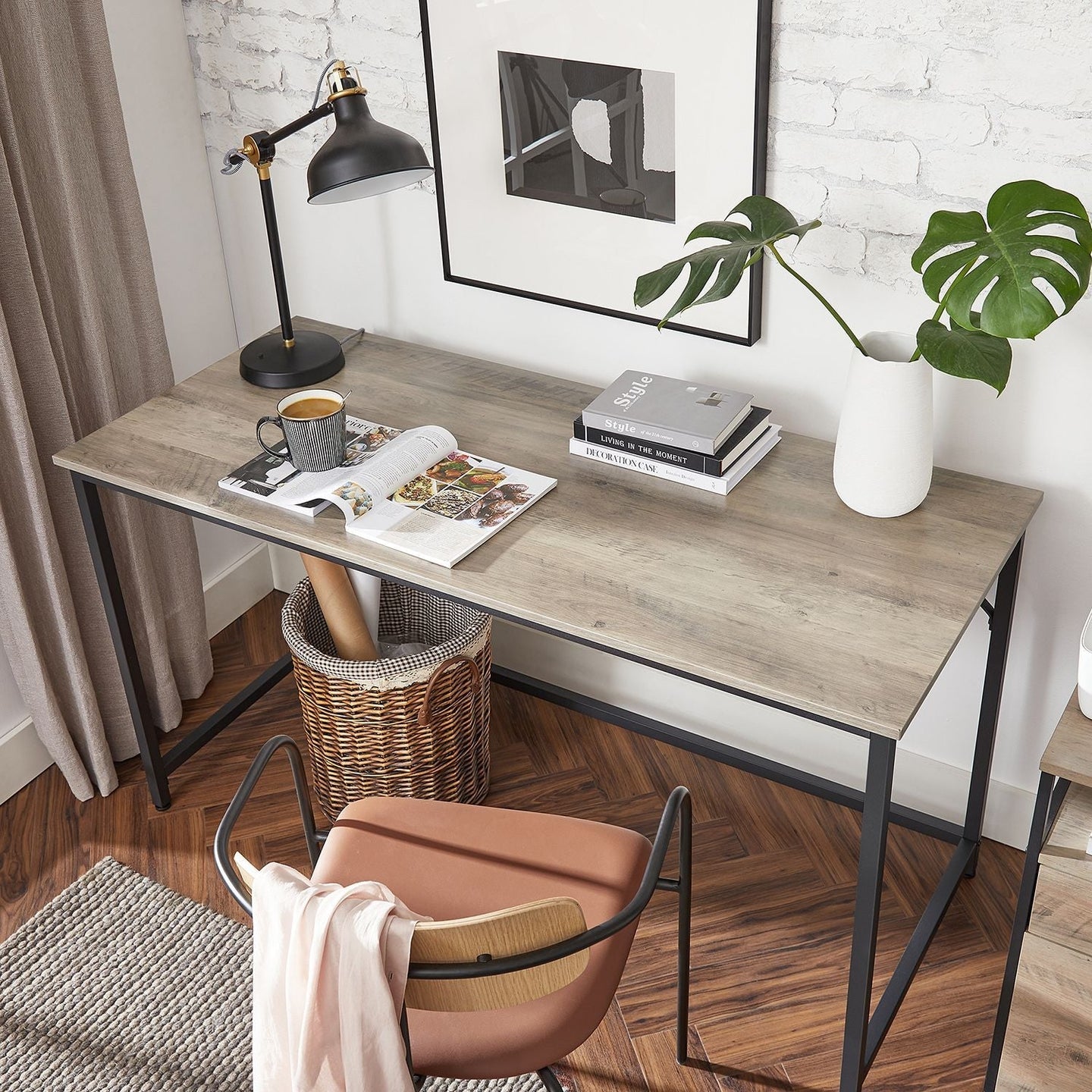 Computer Desk - Steel - Heather Greige