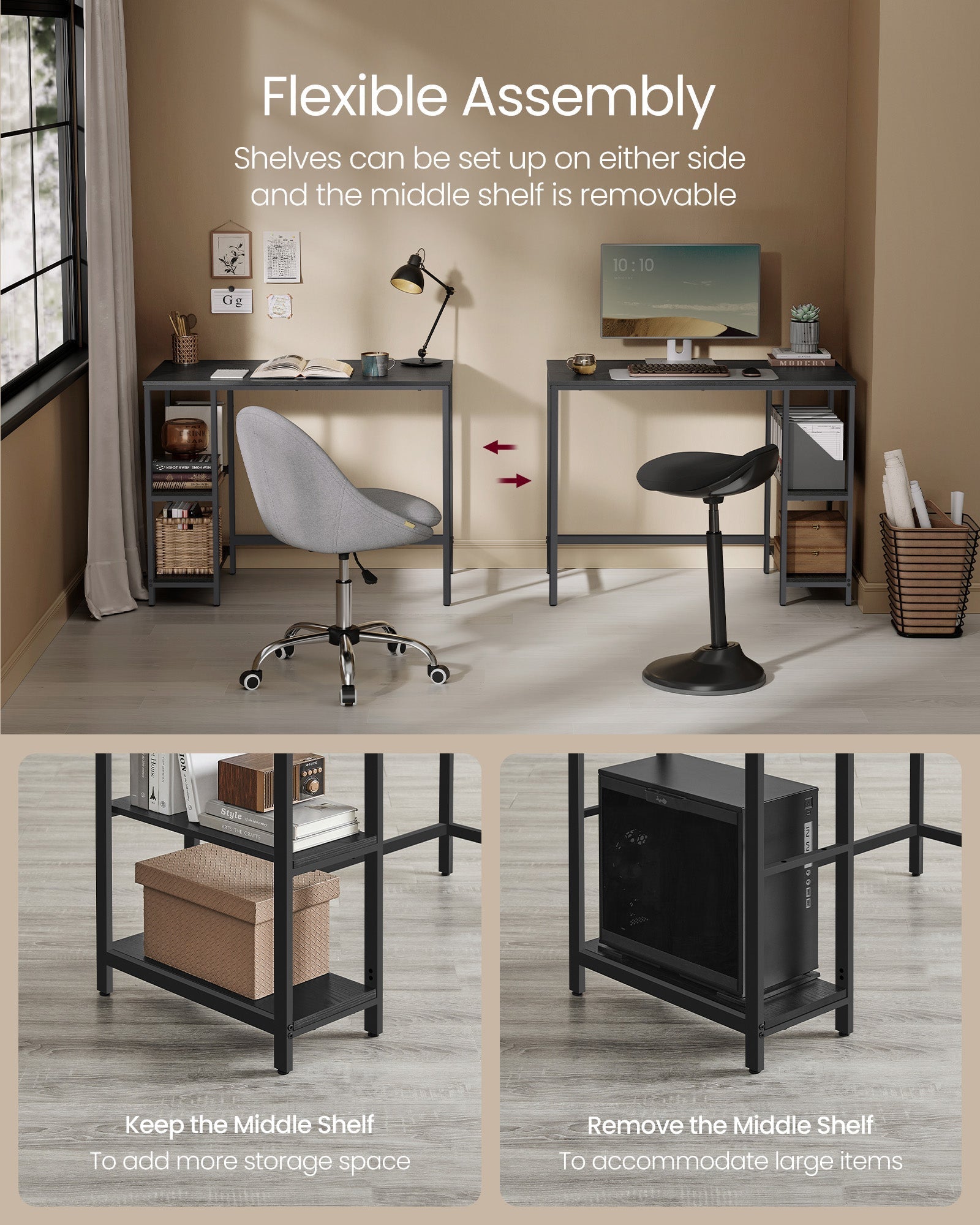 Computer Desk - Steel - Ebony Black