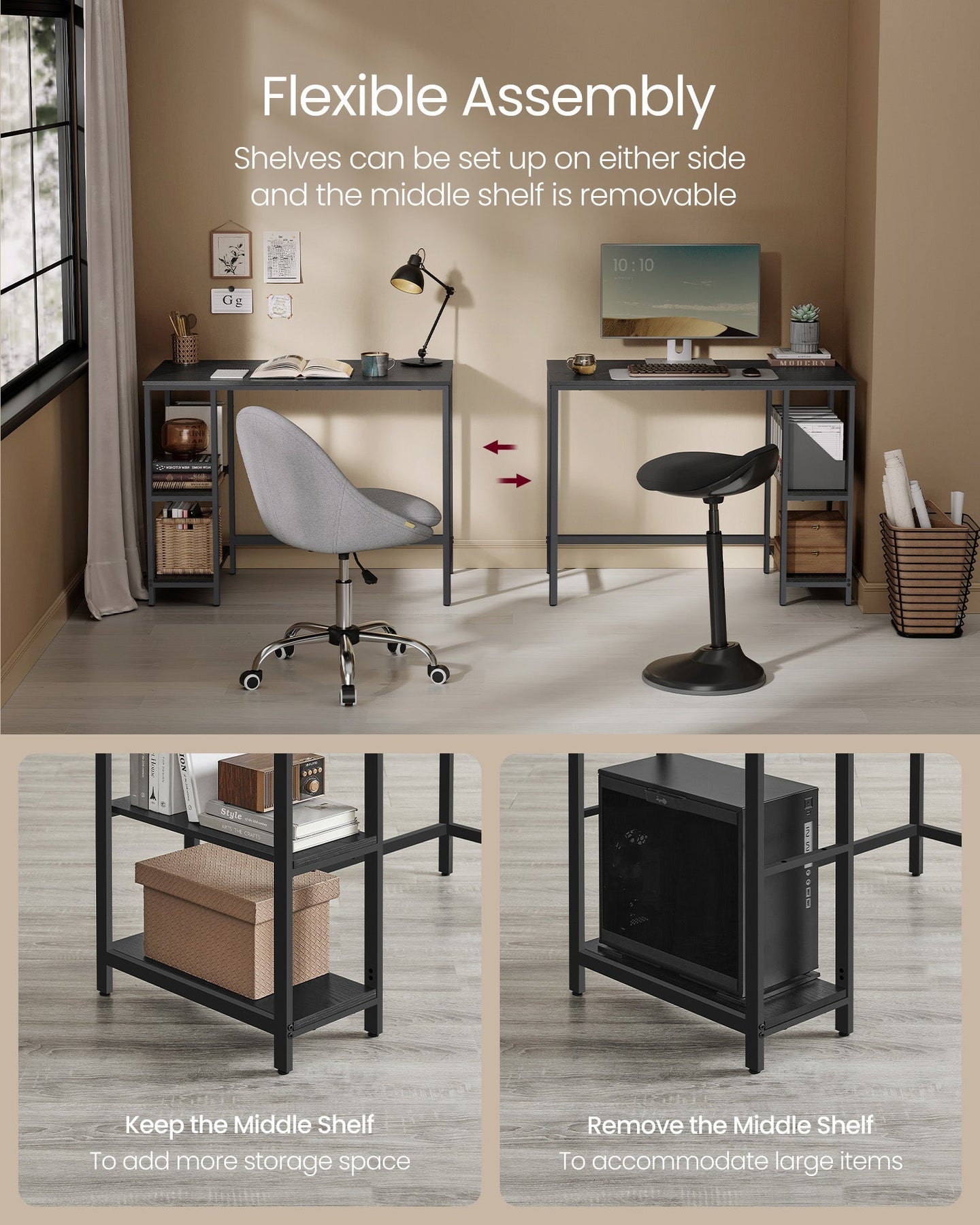 Computer Desk - Steel - Ebony Black
