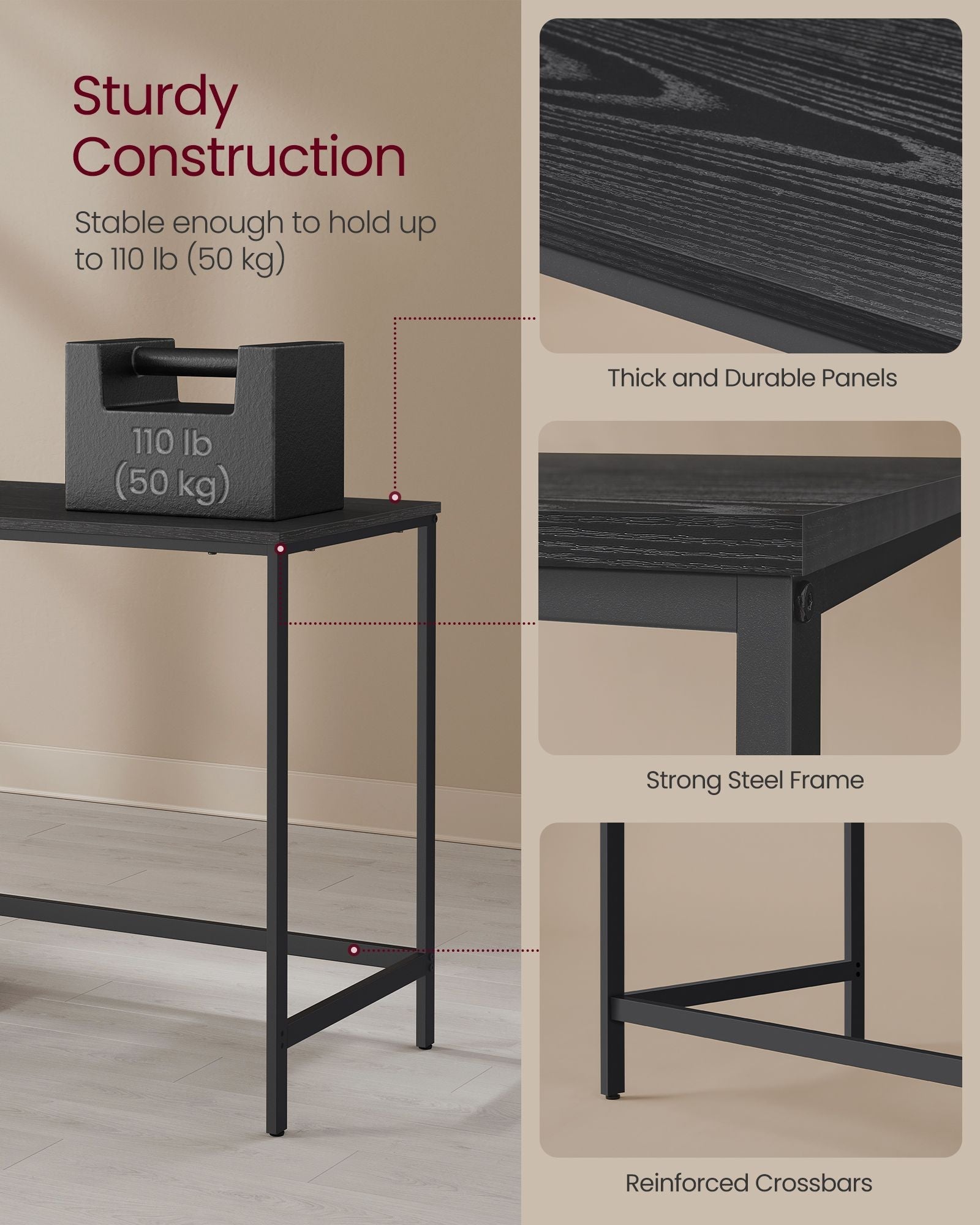 Computer Desk - Steel - Ebony Black