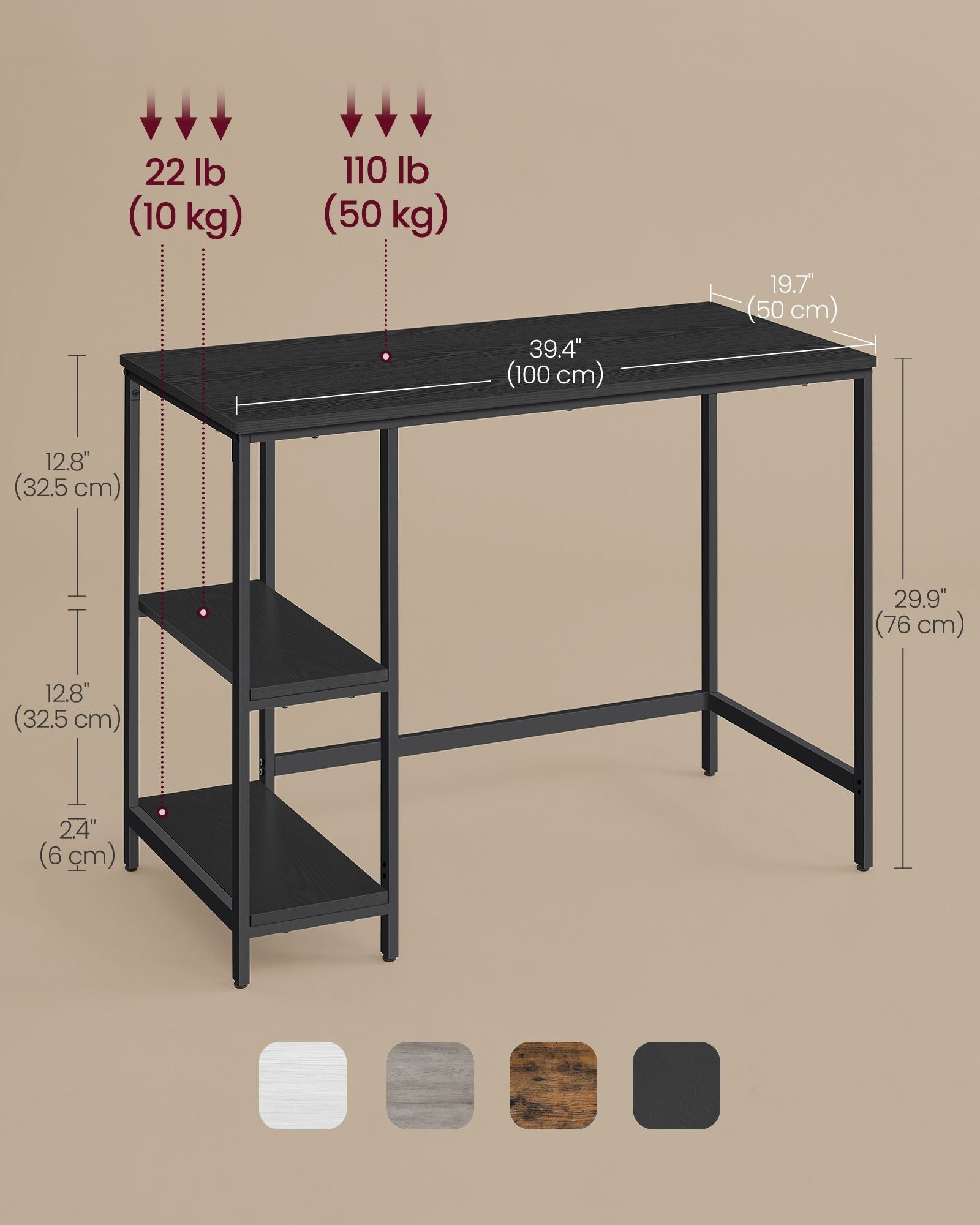 Computer Desk - Steel - Ebony Black