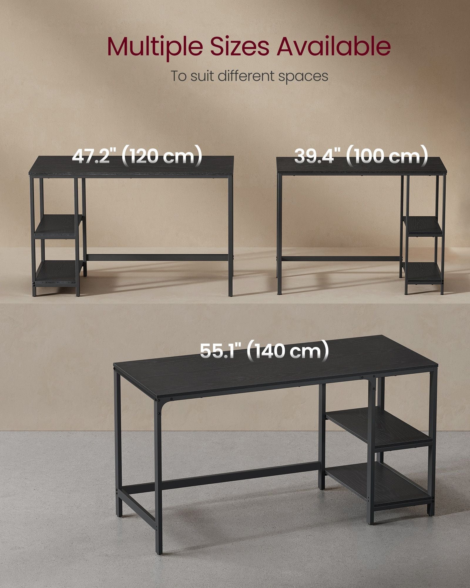 Computer Desk - Steel - Ebony Black
