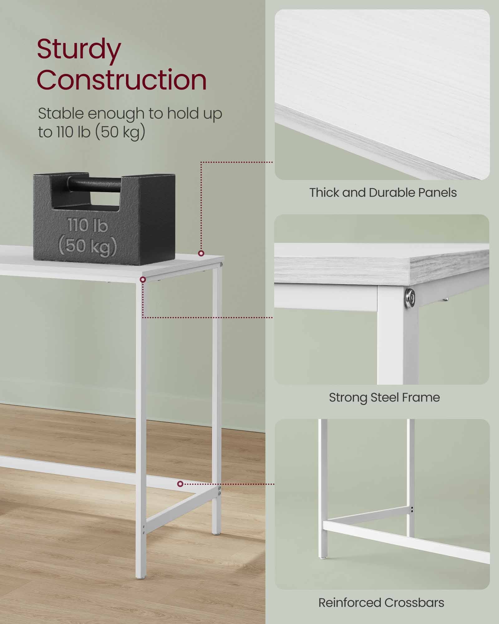 Computer Desk - Steel - Maple White - 100 cm Wide with Adjustable Shelves