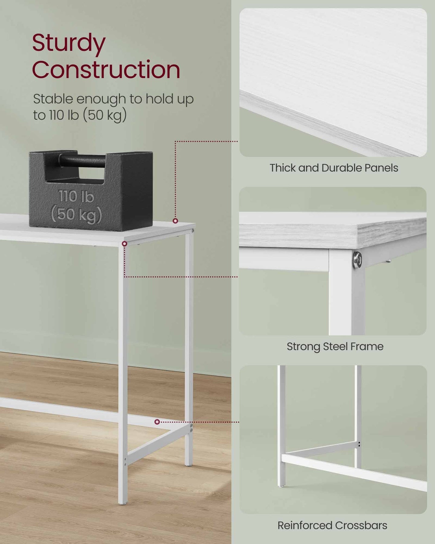 Computer Desk - Steel - Maple White - 100 cm Wide with Adjustable Shelves