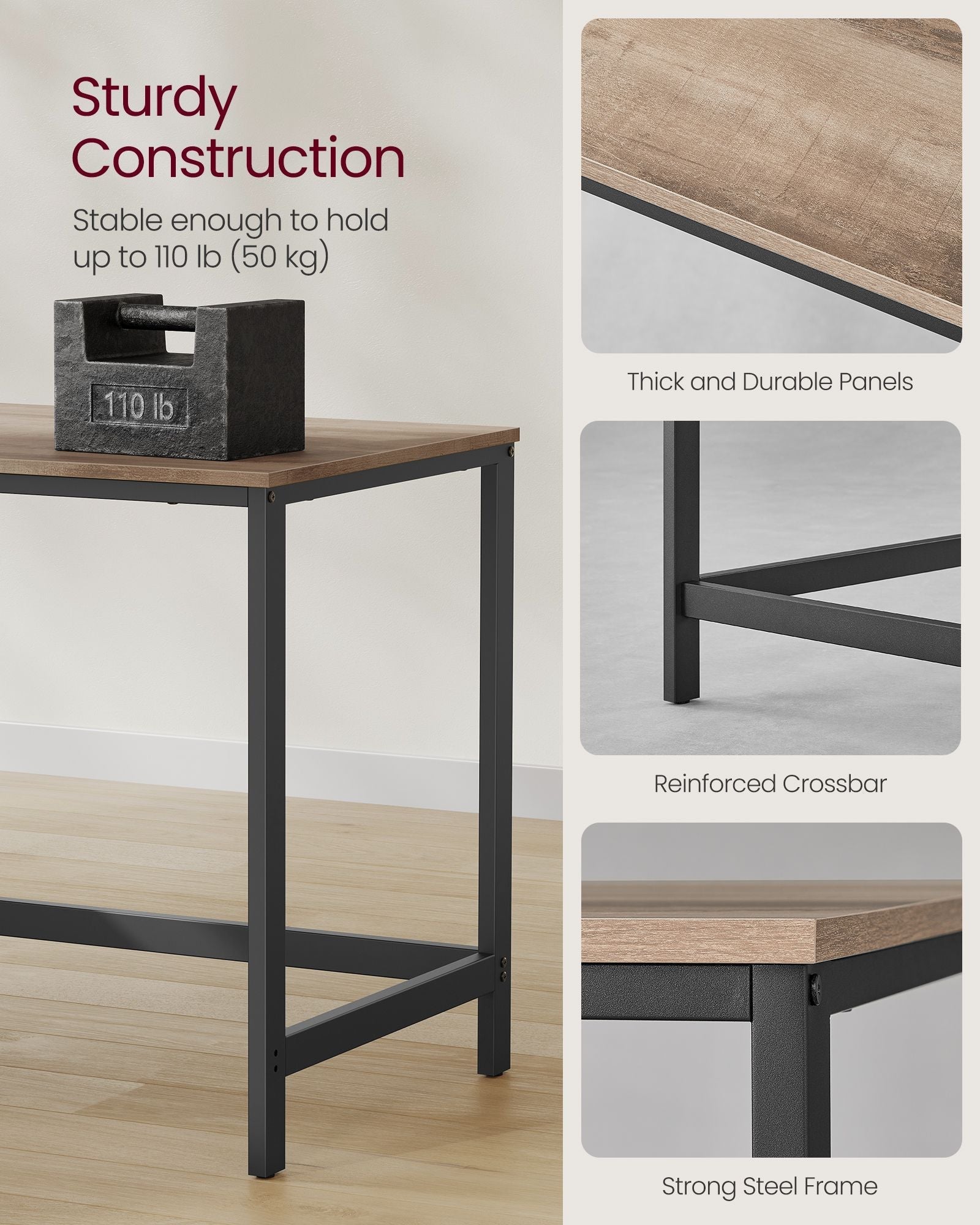 Writing Desk - Metal - Camel Brown - Adjustable Shelves