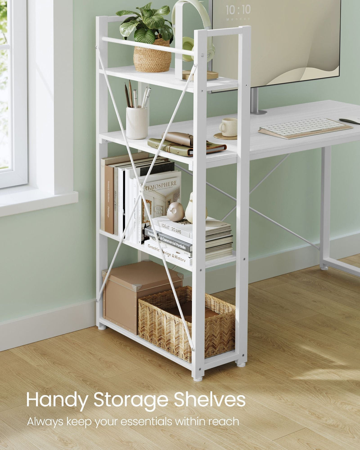 Computer Desk - Engineered Wood - Maple White - Versatile Storage Shelves