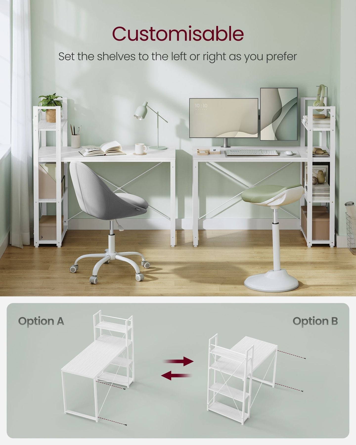 Computer Desk - Engineered Wood - Maple White - Versatile Storage Shelves