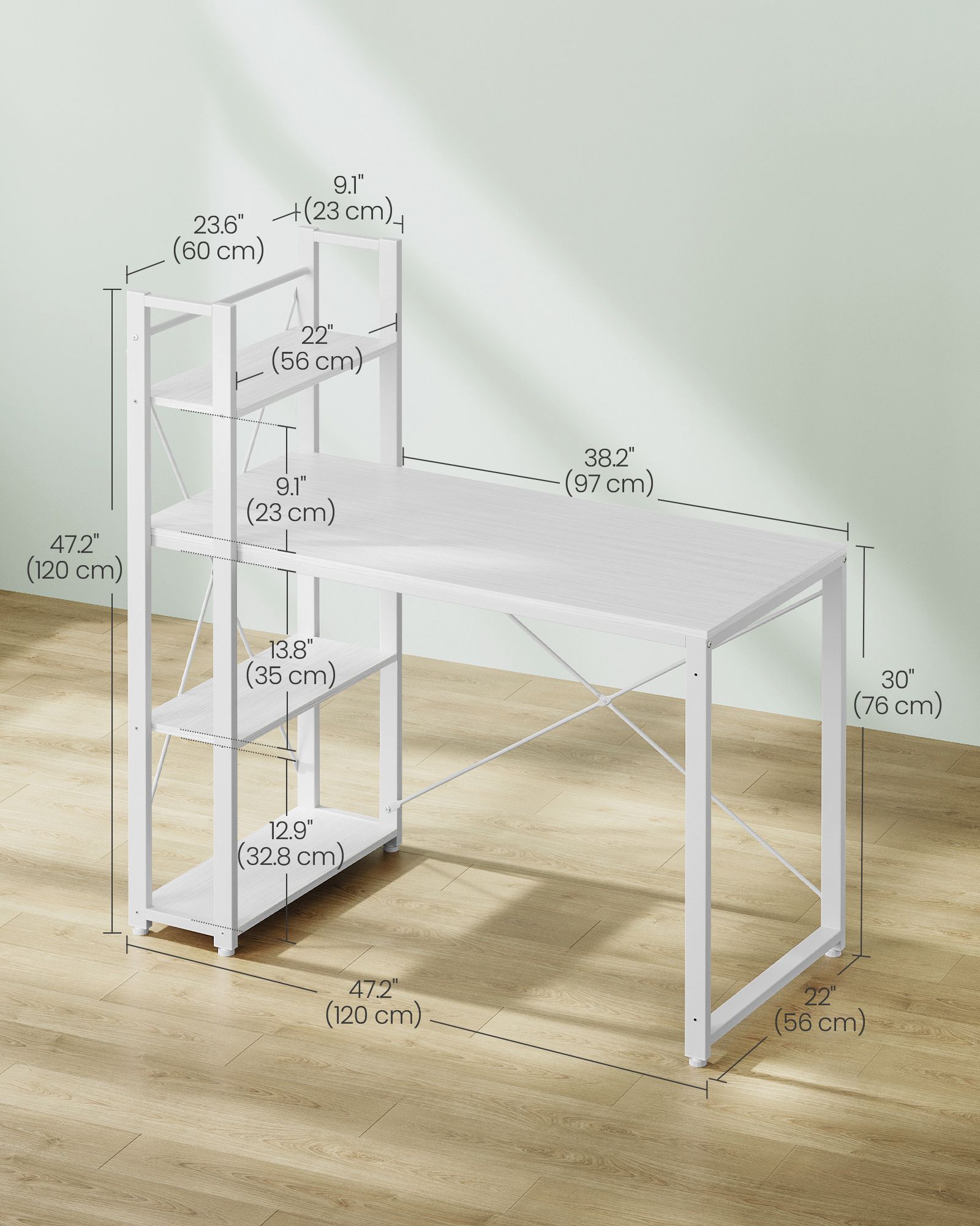 Computer Desk - Engineered Wood - Maple White - Versatile Storage Shelves