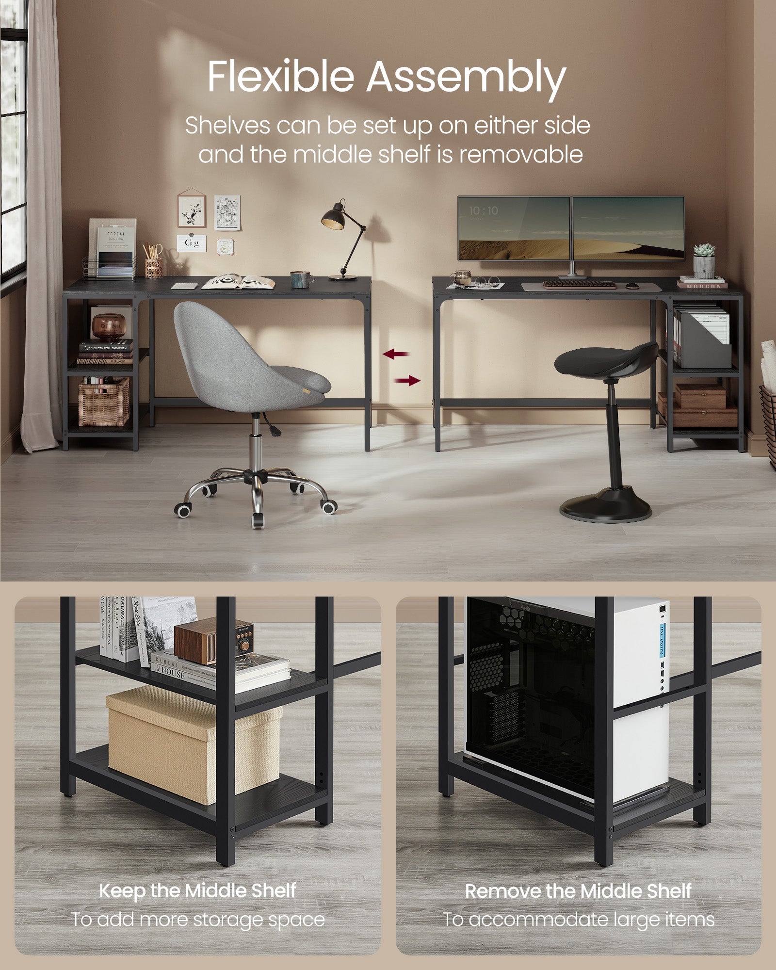 Computer Desk - Steel - Ebony Black