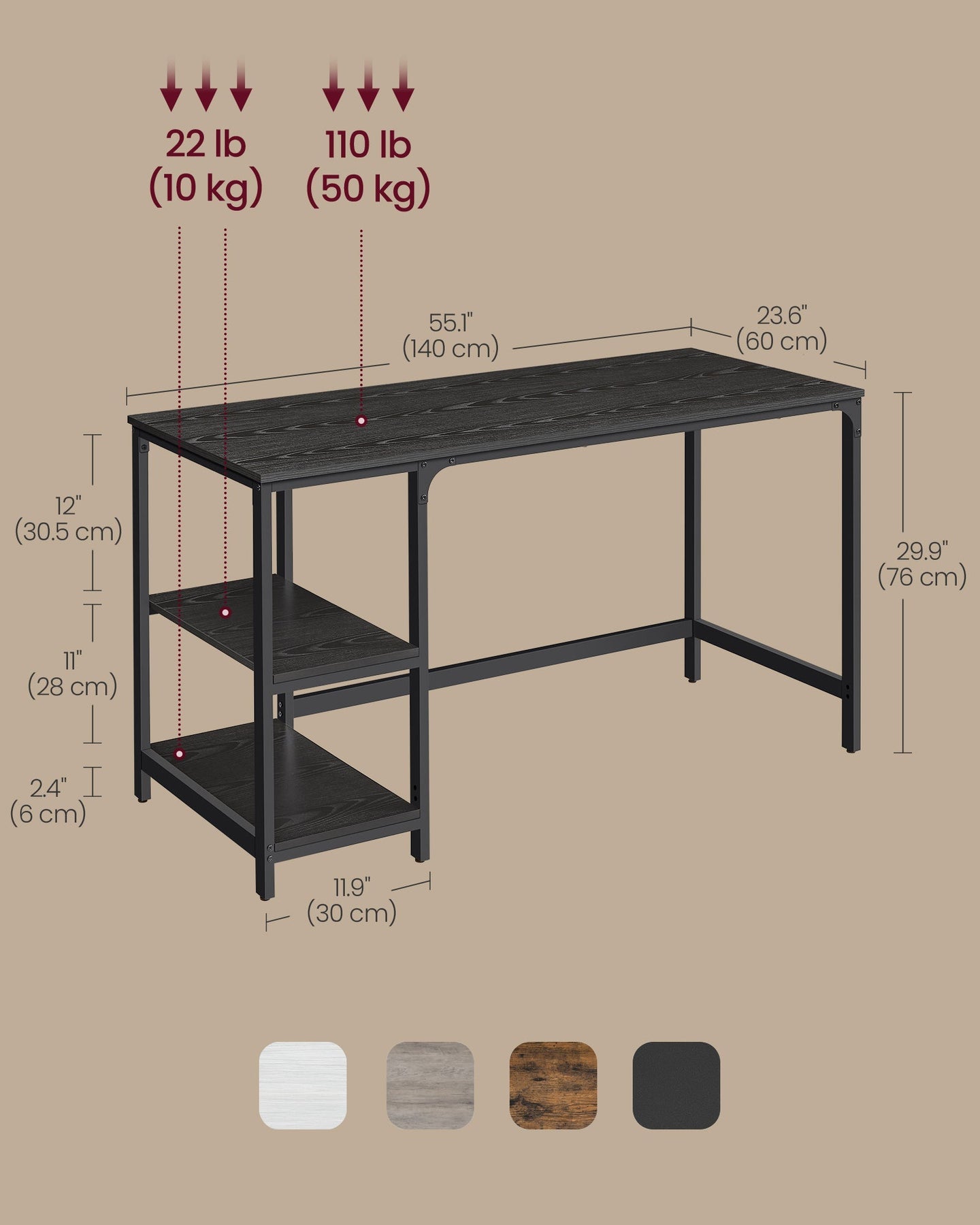 Computer Desk - Steel - Ebony Black