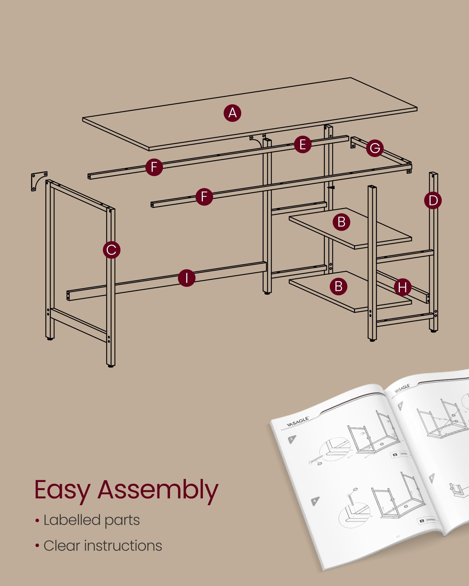 Computer Desk - Steel - Ebony Black