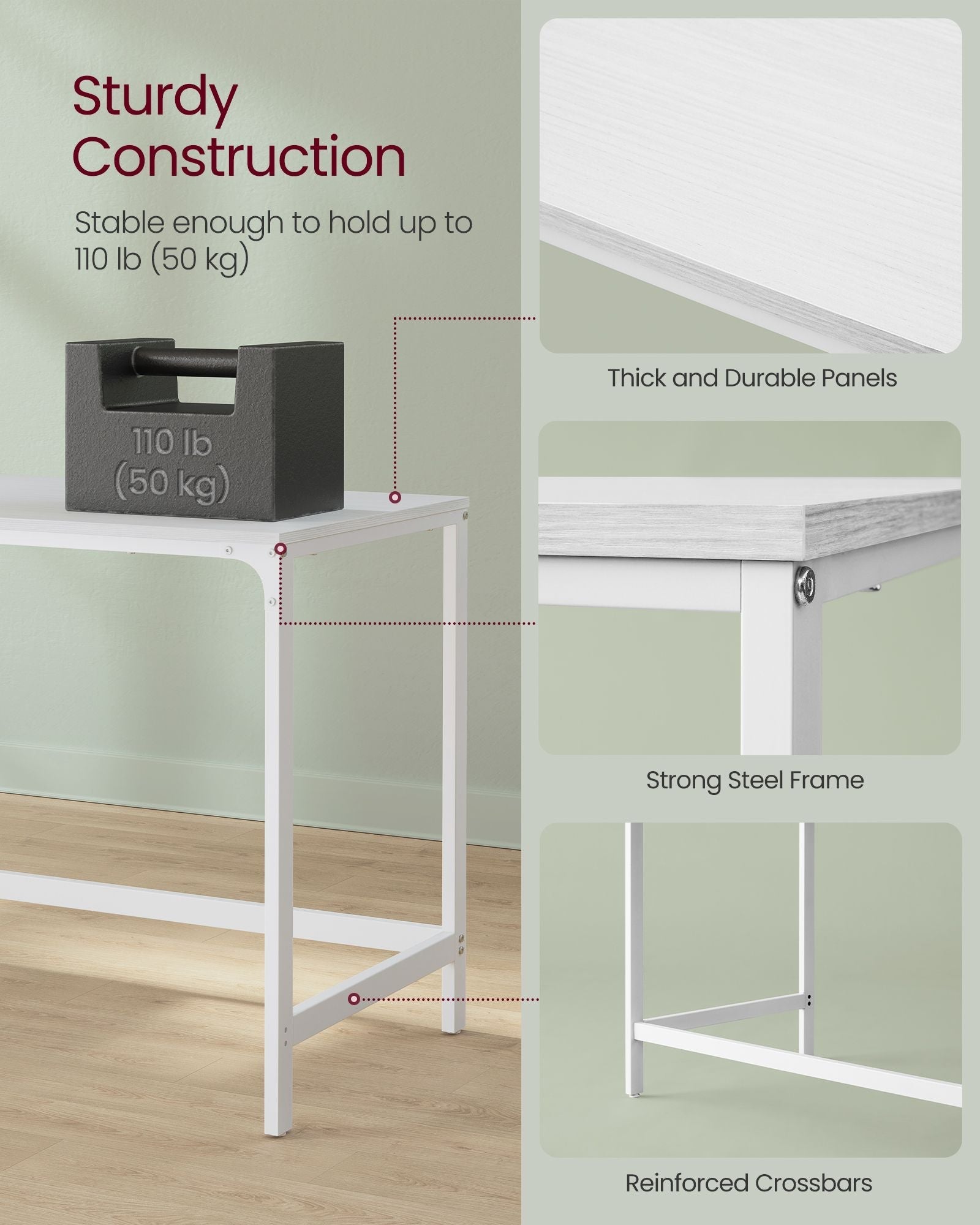 Computer Desk - Steel - Maple White