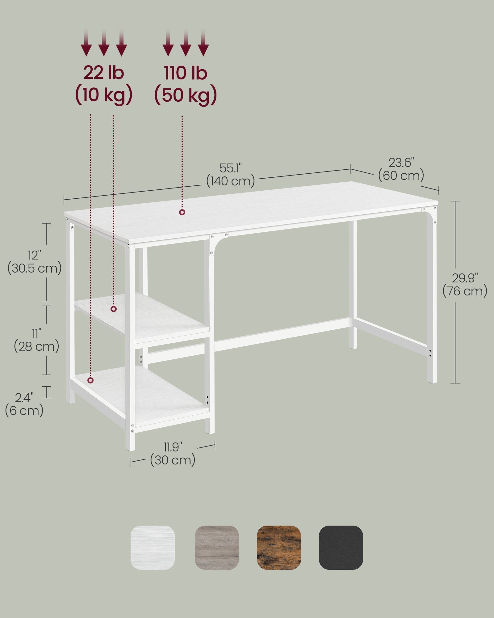 Computer Desk - Steel - Maple White